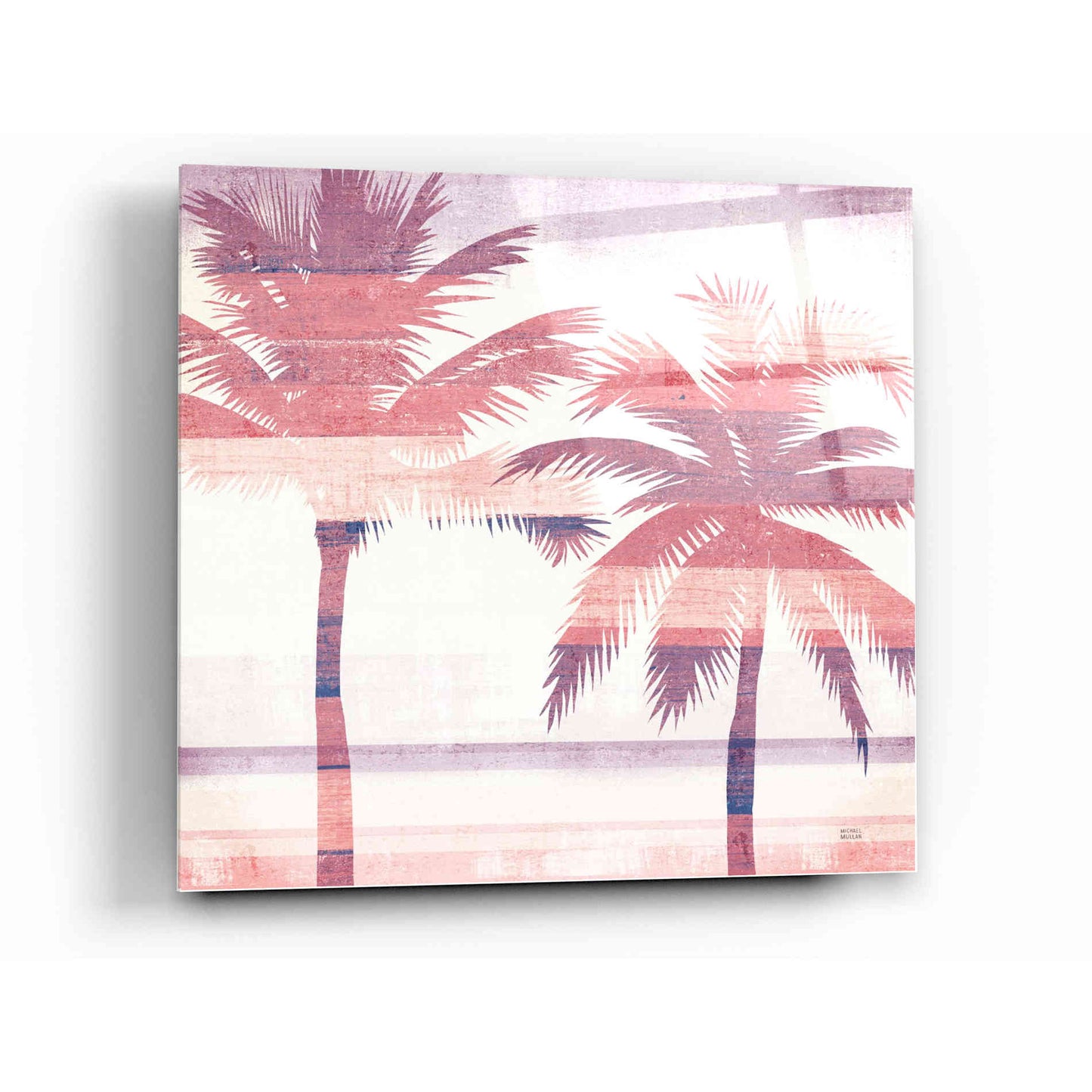 Epic Art 'Beachscape Palms III Pink Purple' by Michael Mullan, Acrylic Glass Wall Art,12 x 12