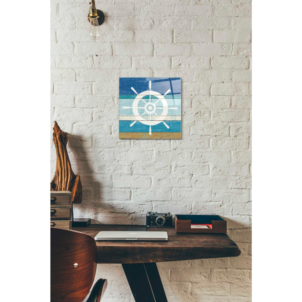 Epic Art 'Beachscape VI Helm White' by Michael Mullan, Acrylic Glass Wall Art,12 x 12
