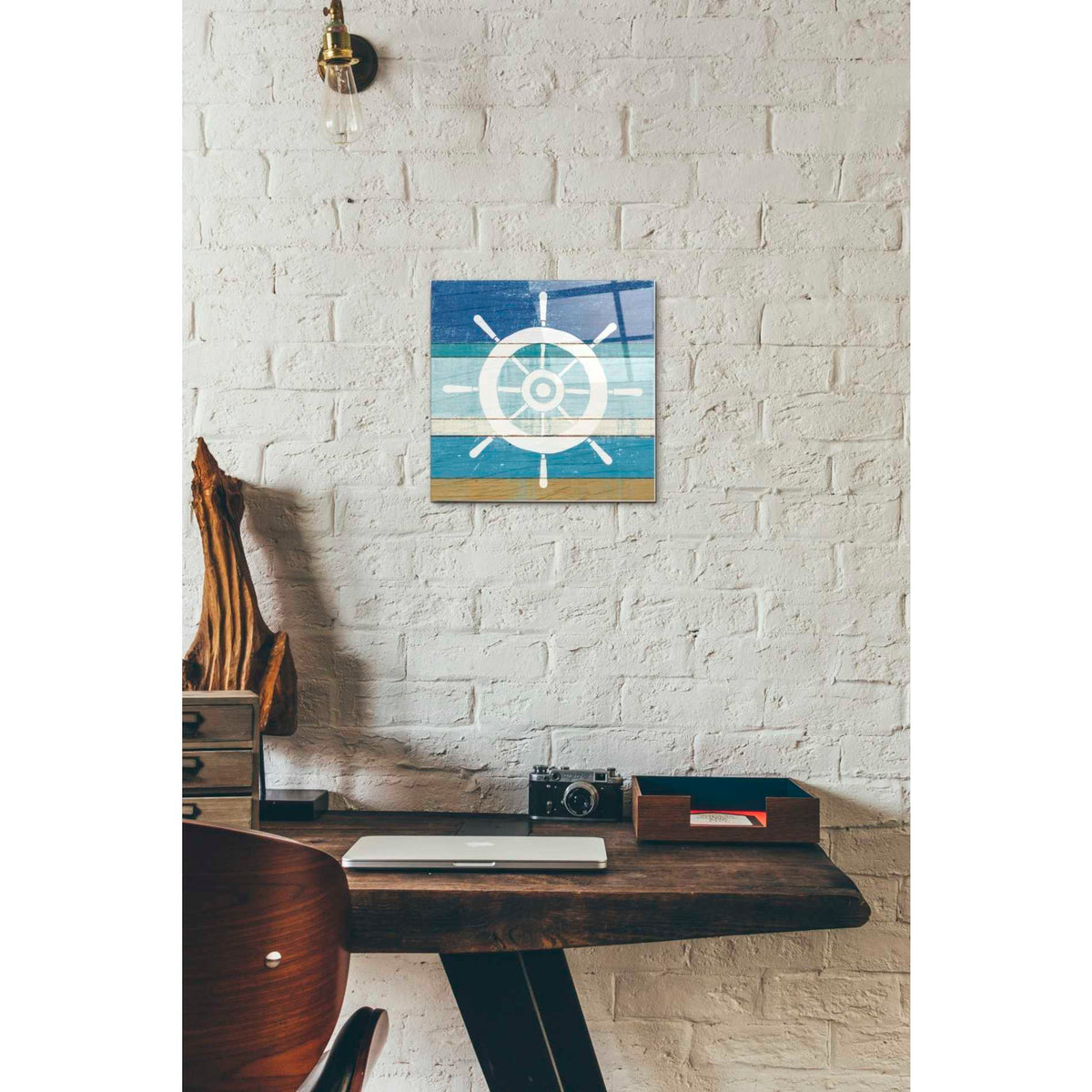 Epic Art 'Beachscape VI Helm White' by Michael Mullan, Acrylic Glass Wall Art,12 x 12