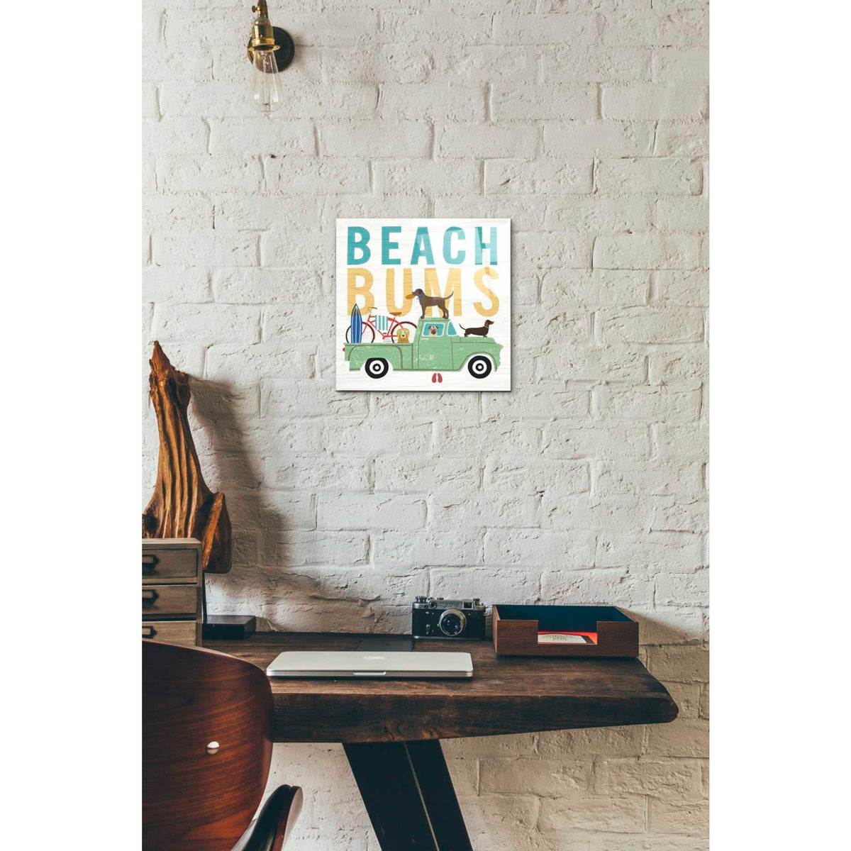 Epic Art 'Beach Bums Truck I square' by Michael Mullan, Acrylic Glass Wall Art,12 x 12