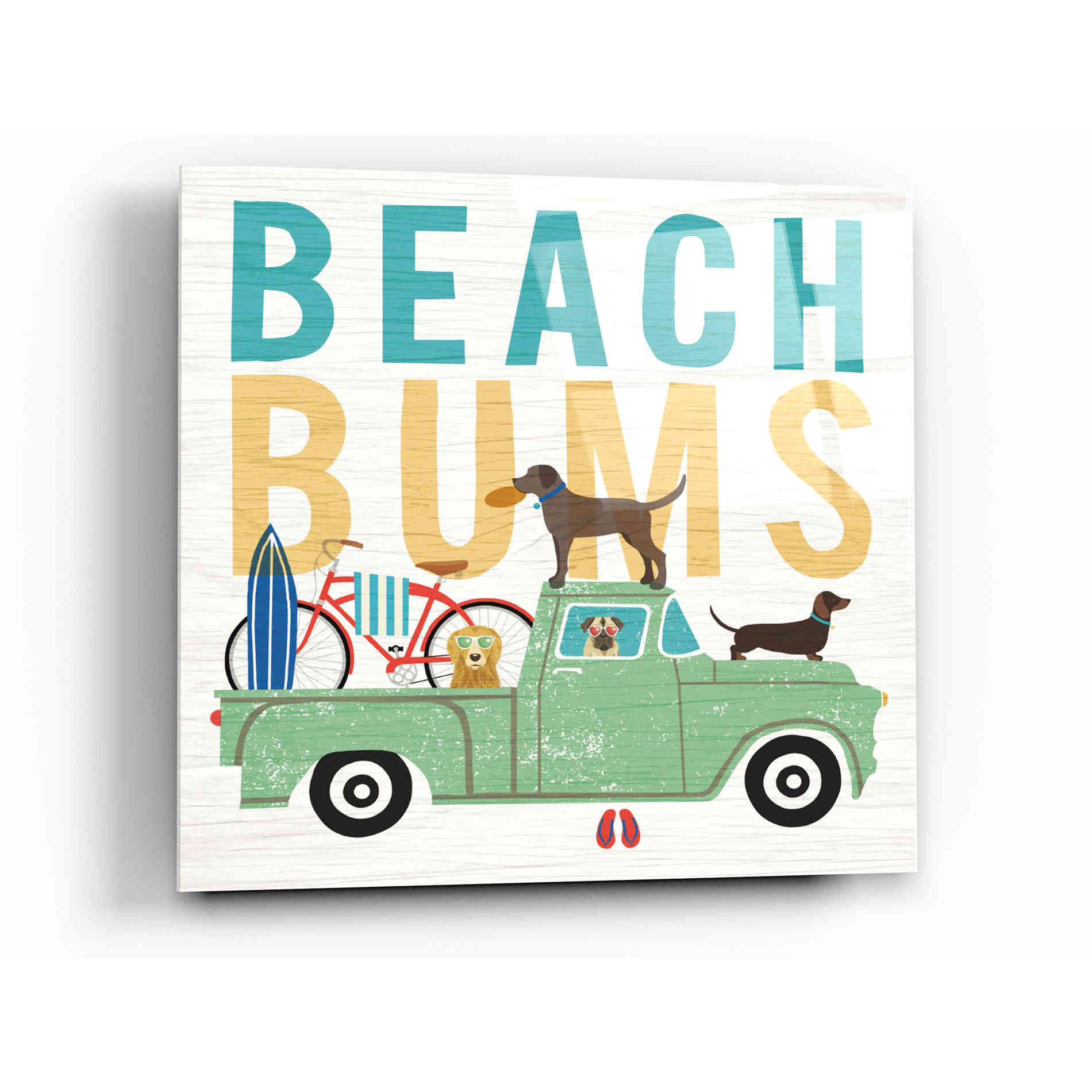Epic Art 'Beach Bums Truck I square' by Michael Mullan, Acrylic Glass Wall Art,12 x 12