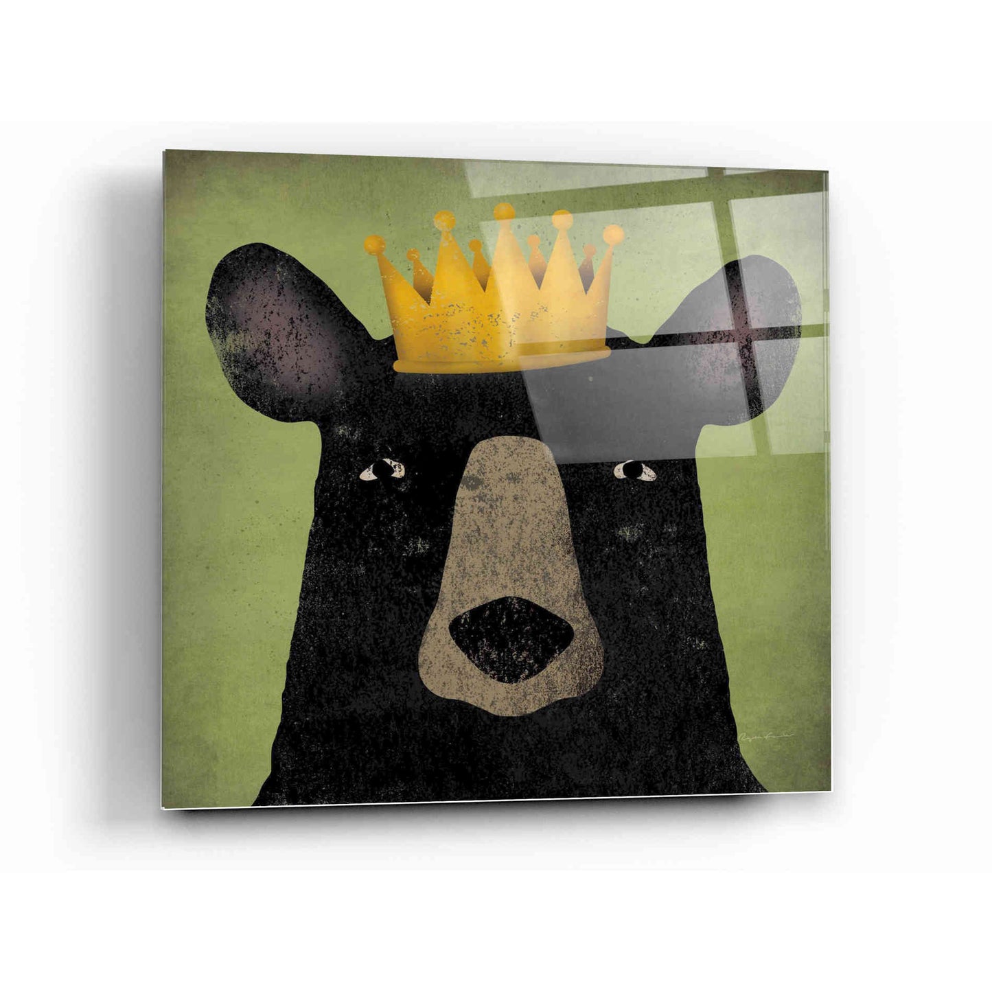 Epic Art 'The Black Bear with Crown' by Ryan Fowler, Acrylic Glass Wall Art,12x12
