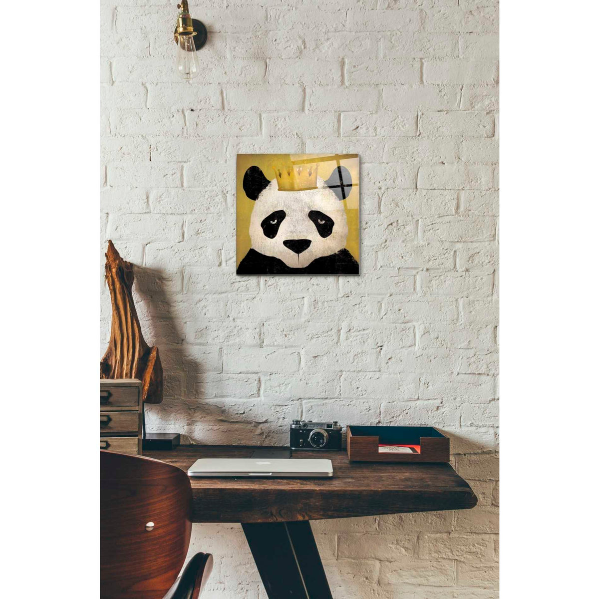 Epic Art 'Panda with Crown' by Ryan Fowler, Acrylic Glass Wall Art,12x12