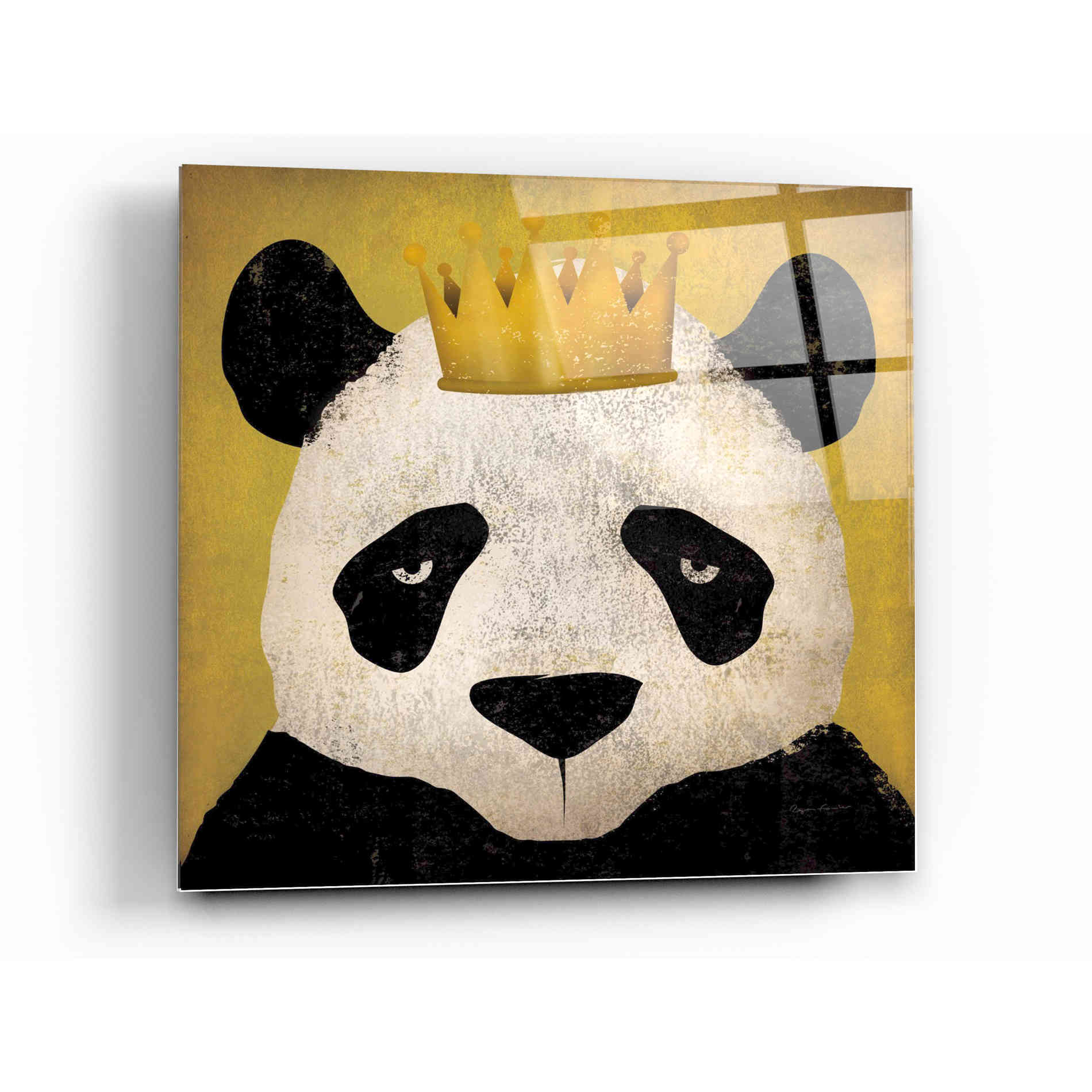 Epic Art 'Panda with Crown' by Ryan Fowler, Acrylic Glass Wall Art,12x12