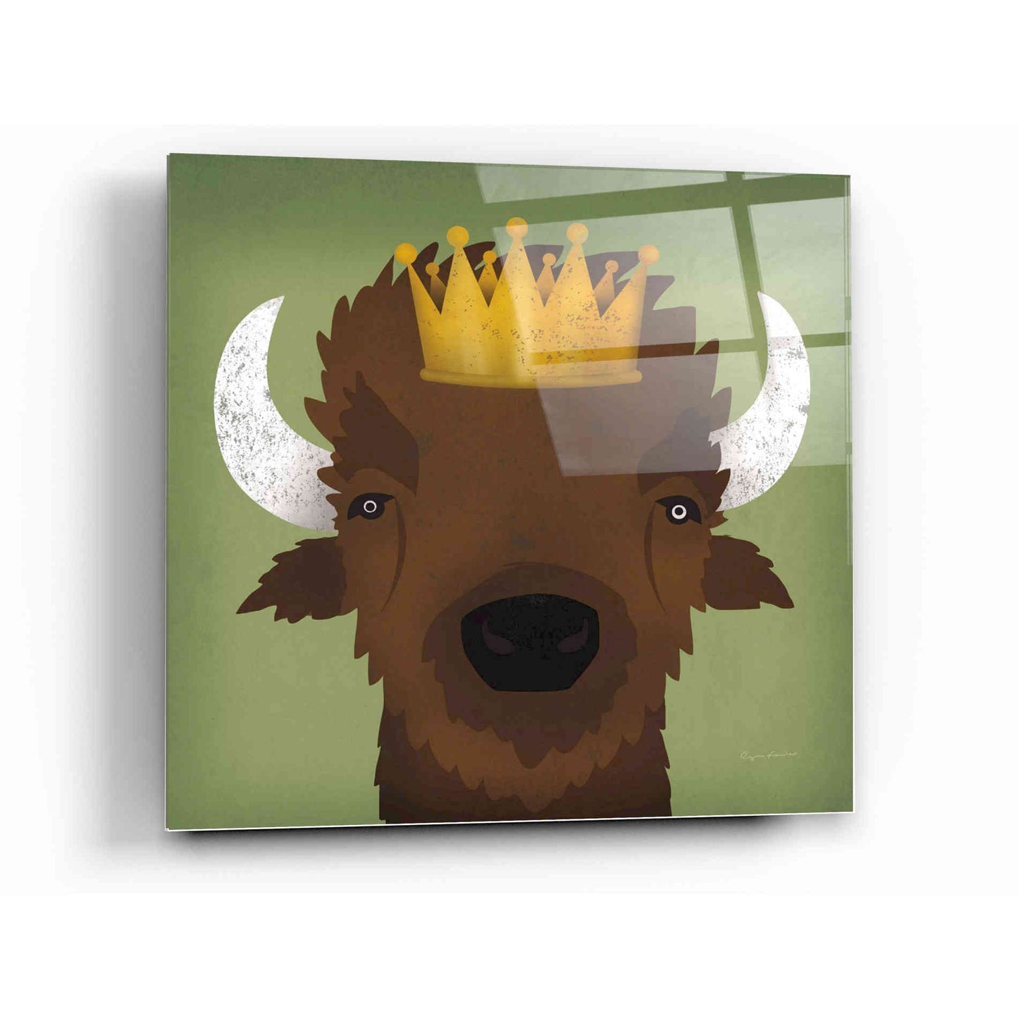 Epic Art 'Buffalo III with Crown' by Ryan Fowler, Acrylic Glass Wall Art,12x12