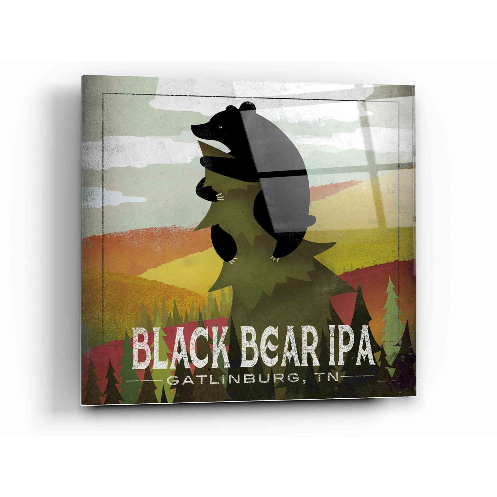Epic Art 'Leaf Peeper Black Bear IPA' by Ryan Fowler, Acrylic Glass Wall Art,12x12