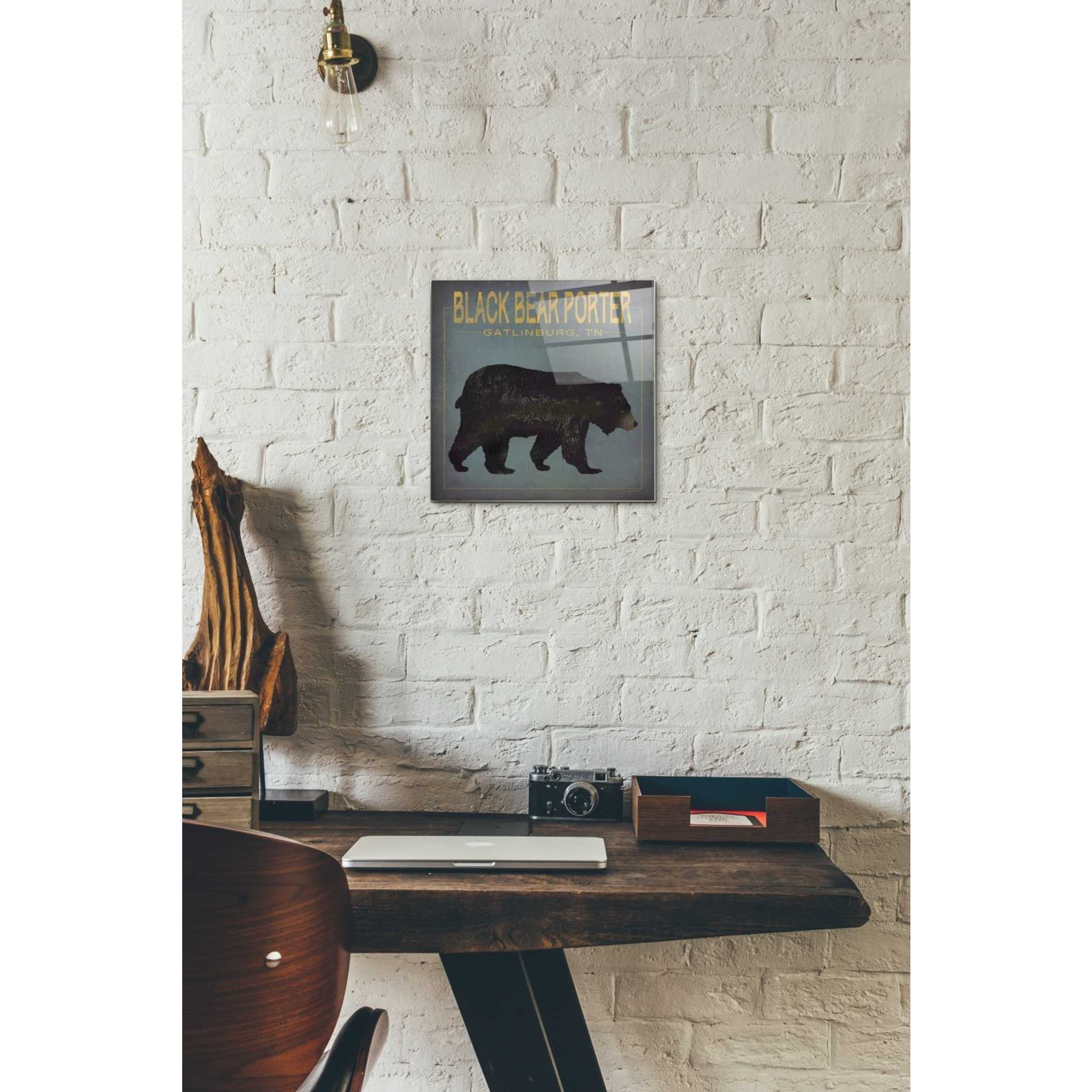 Epic Art 'Black Bear Porter' by Ryan Fowler, Acrylic Glass Wall Art,12x12