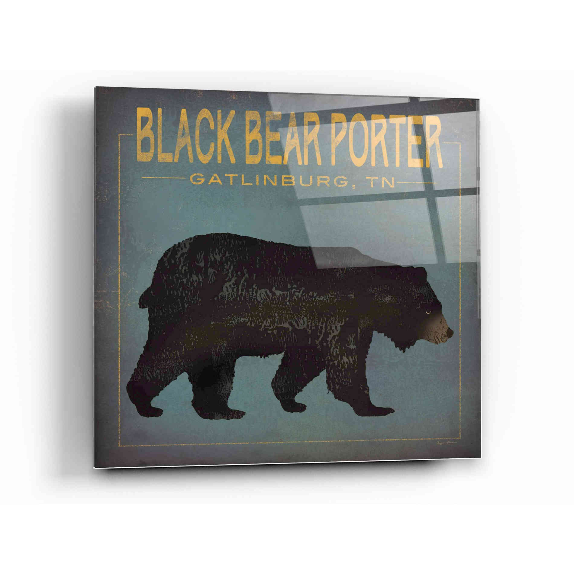 Epic Art 'Black Bear Porter' by Ryan Fowler, Acrylic Glass Wall Art,12x12