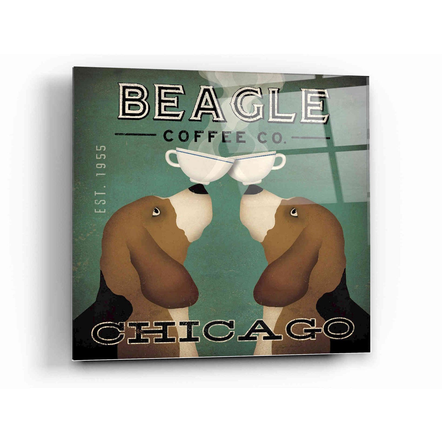 Epic Art 'Beagle Coffee Co Chicago' by Ryan Fowler, Acrylic Glass Wall Art,12x12