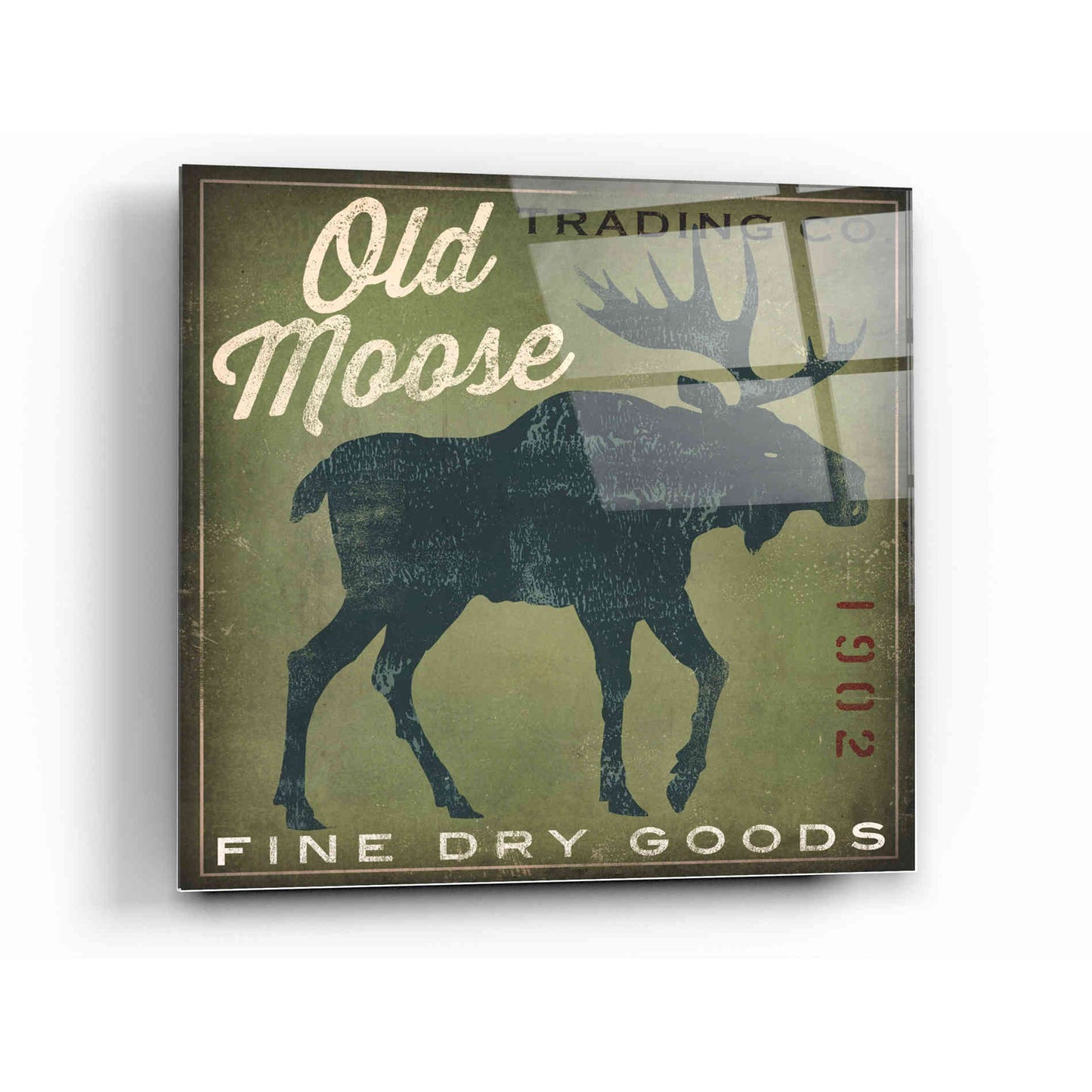 Epic Art 'Old Moose Trading Co. - green' by Ryan Fowler, Acrylic Glass Wall Art,12x12
