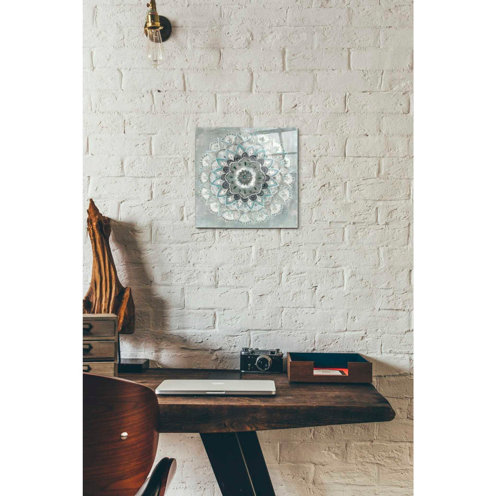 Epic Art 'Teal Sunburst' by Danhui Nai, Acrylic Glass Wall Art,12 x 12