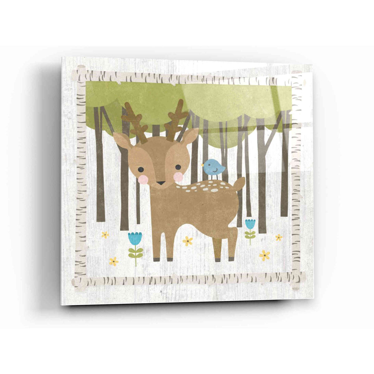 Epic Art 'Wood Hideaway Deer' by Moira Hershey, Acrylic Glass Wall Art,12 x 12