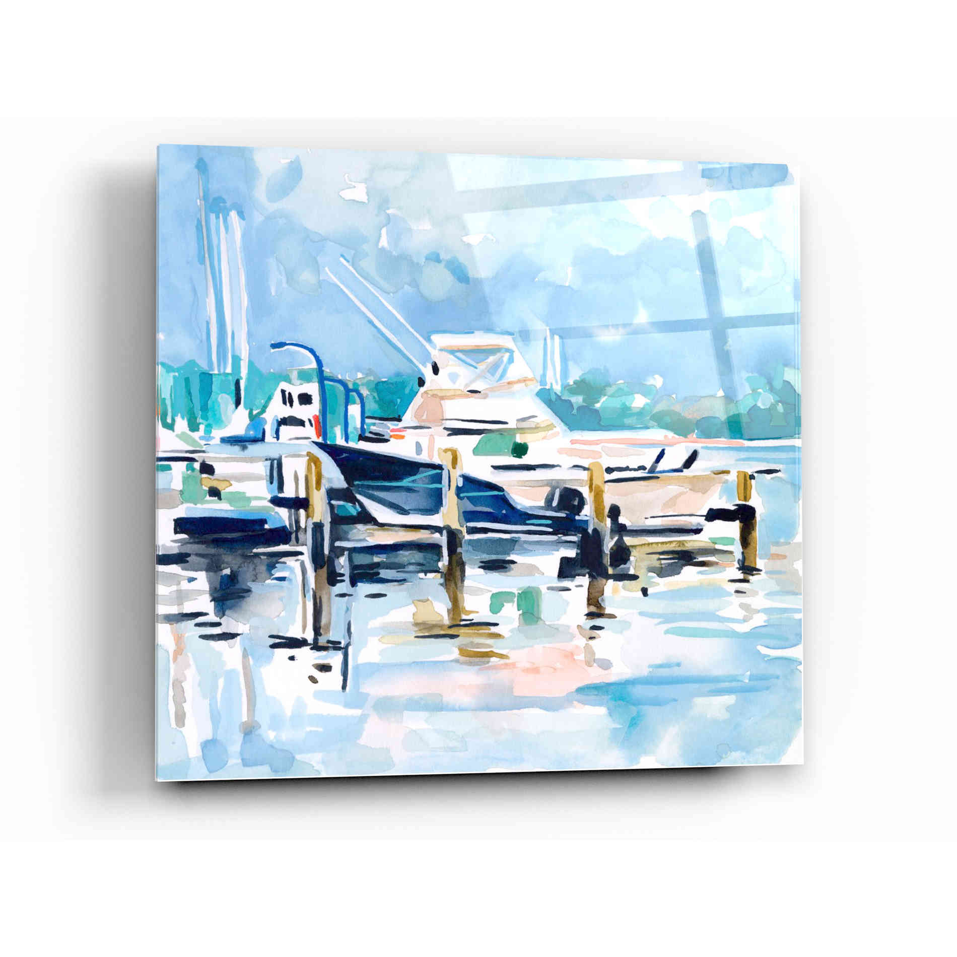 Epic Art 'Watercolor Marina II' by Emma Scarvey Acrylic Glass Wall Art,12x12