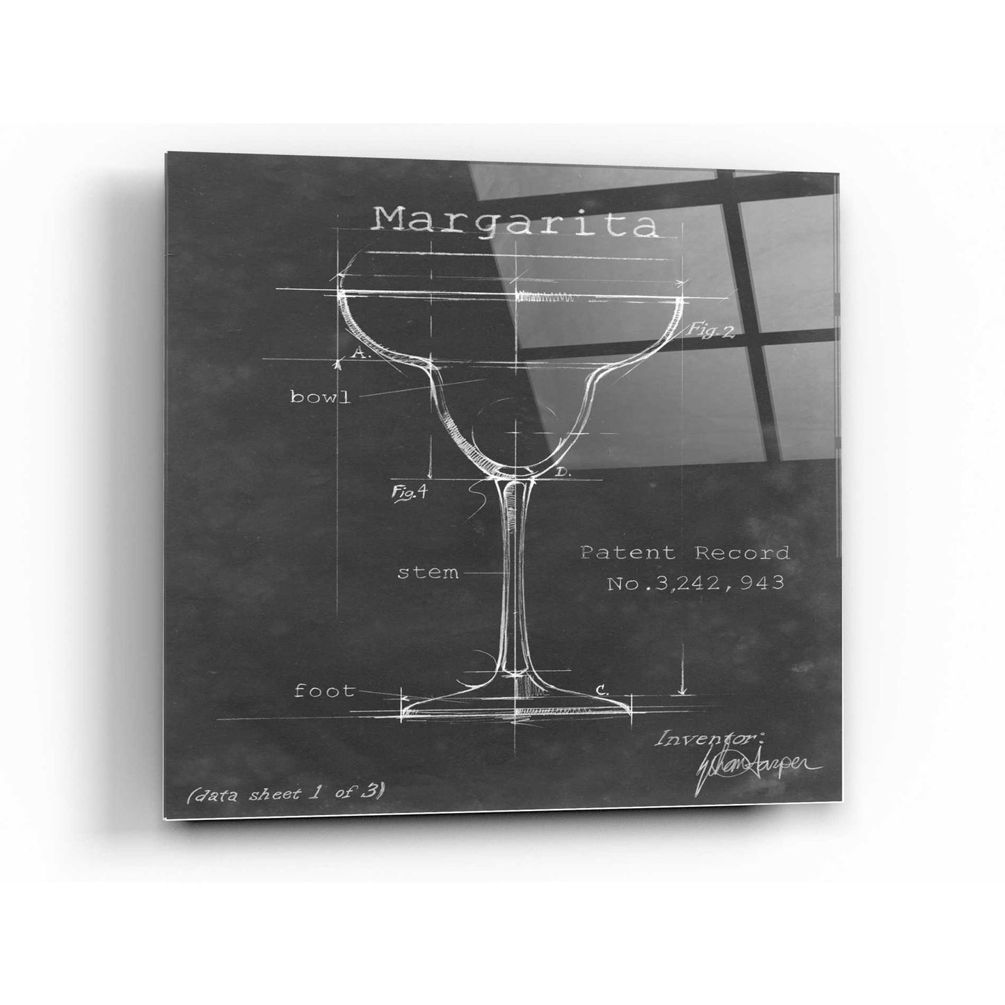 Epic Art 'Barware Blueprint VI' by Ethan Harper Acrylic Glass Wall Art,12x12