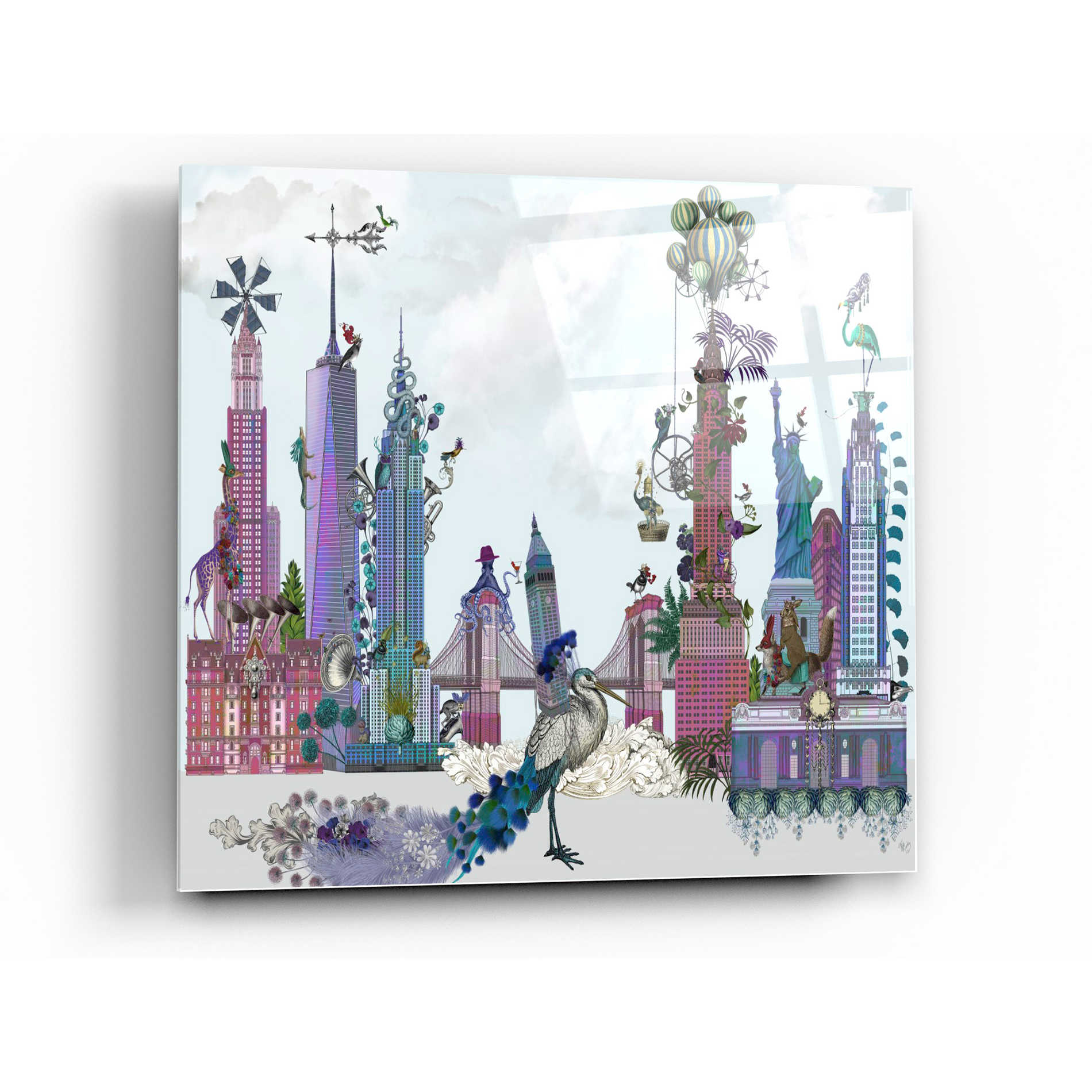 Epic Art 'New York City, Menagerie' by Fab Funky Acrylic Glass Wall Art,12x12