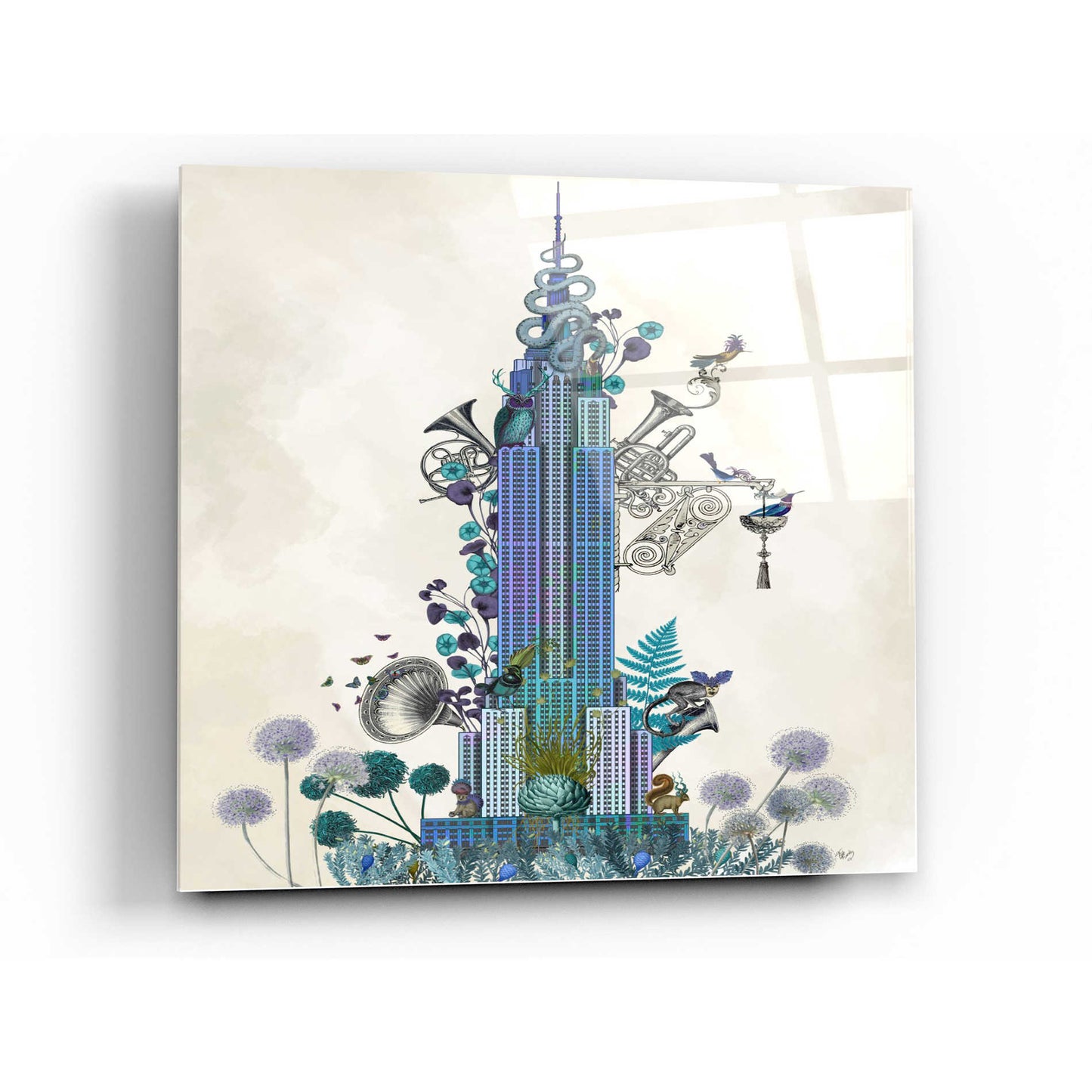 Epic Art 'New York Empire State Building, Menagerie' by Fab Funky Acrylic Glass Wall Art,12x12