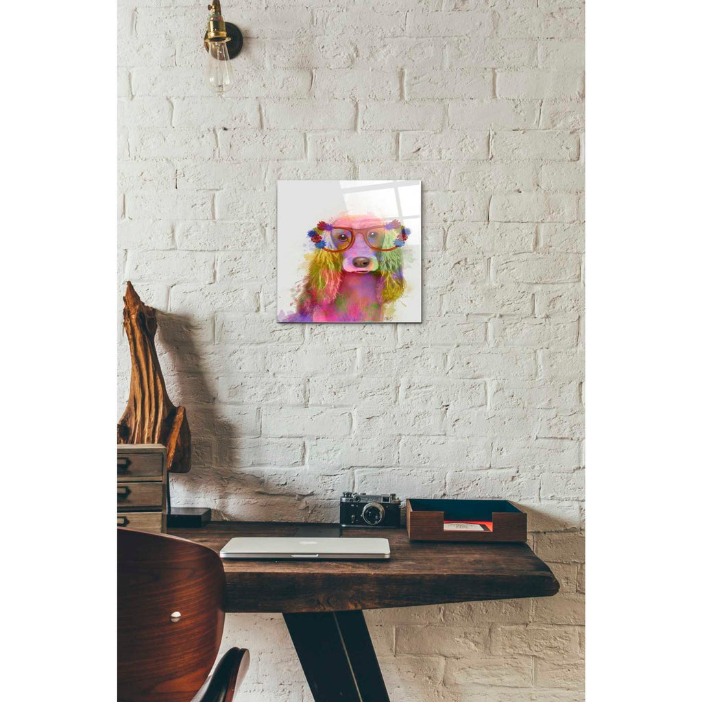 Epic Art 'Rainbow Splash Cocker Spaniel, Portrait' by Fab Funky Acrylic Glass Wall Art,12x12
