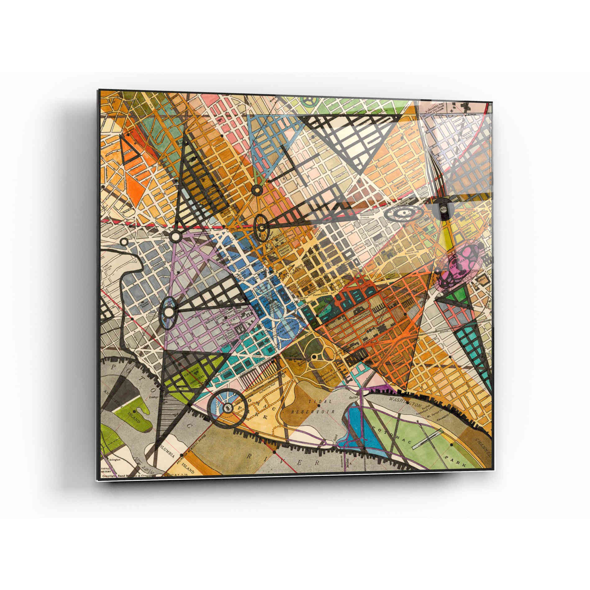 Epic Art 'Modern Map of D.C.' by Nikki Galapon Acrylic Glass Wall Art,12x12