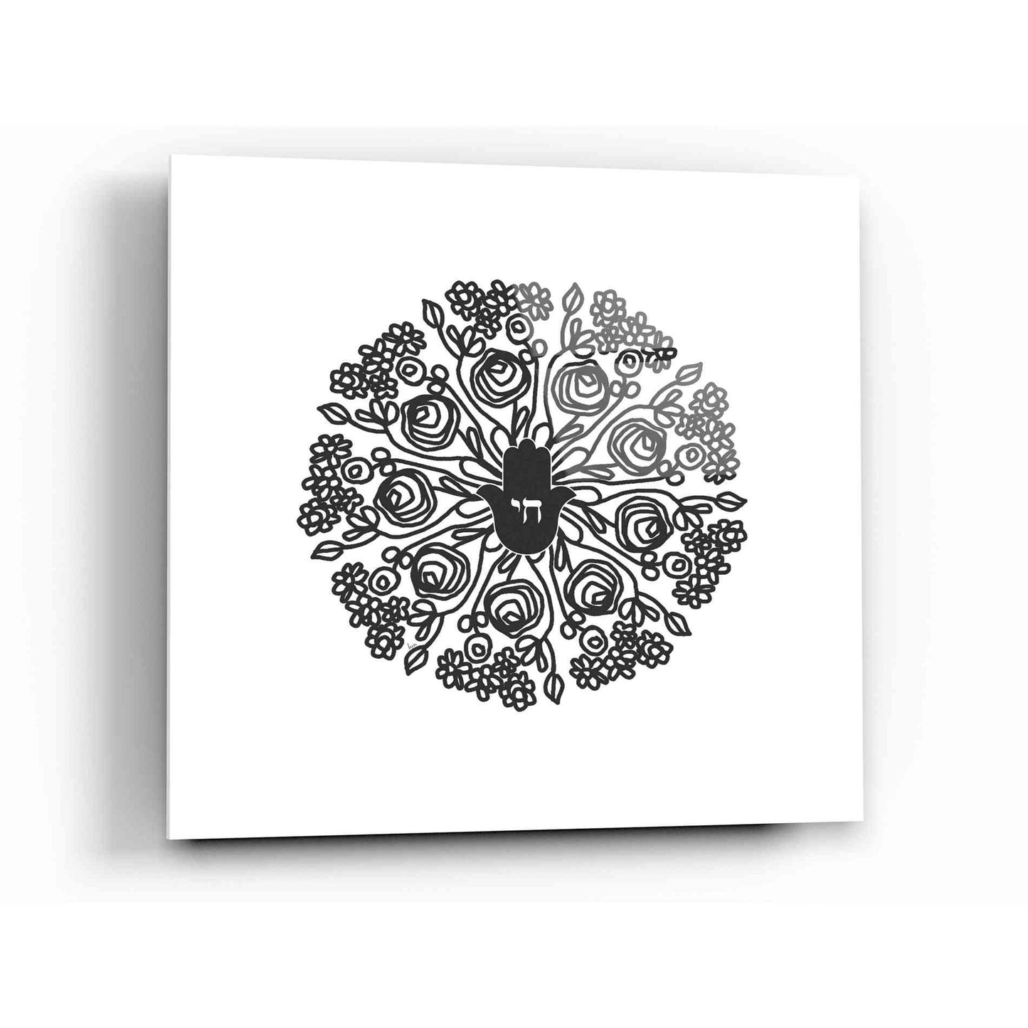 Epic Art 'Bw Hamsa Mandala' by Linda Woods, Acrylic Glass Wall Art,12x12