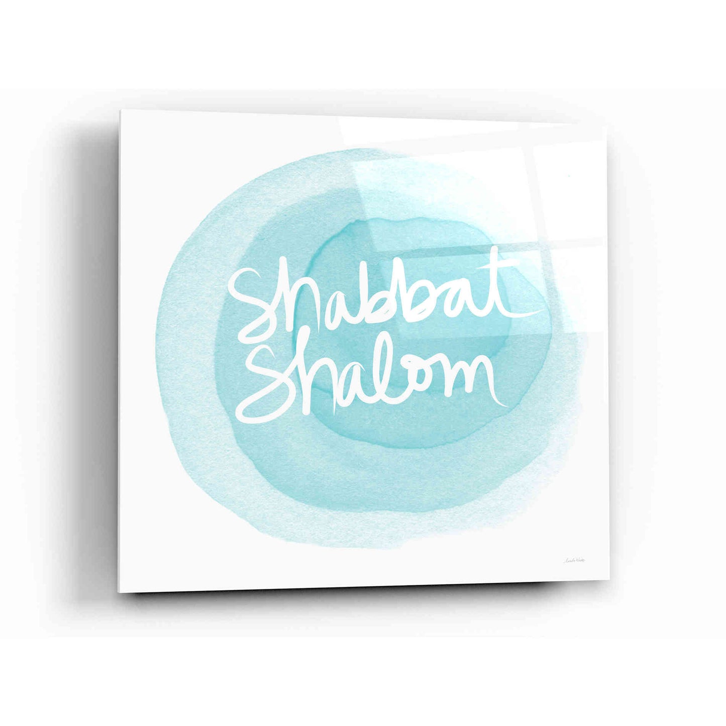 Epic Art 'Shabbat Shalom Blue' by Linda Woods, Acrylic Glass Wall Art,12x12