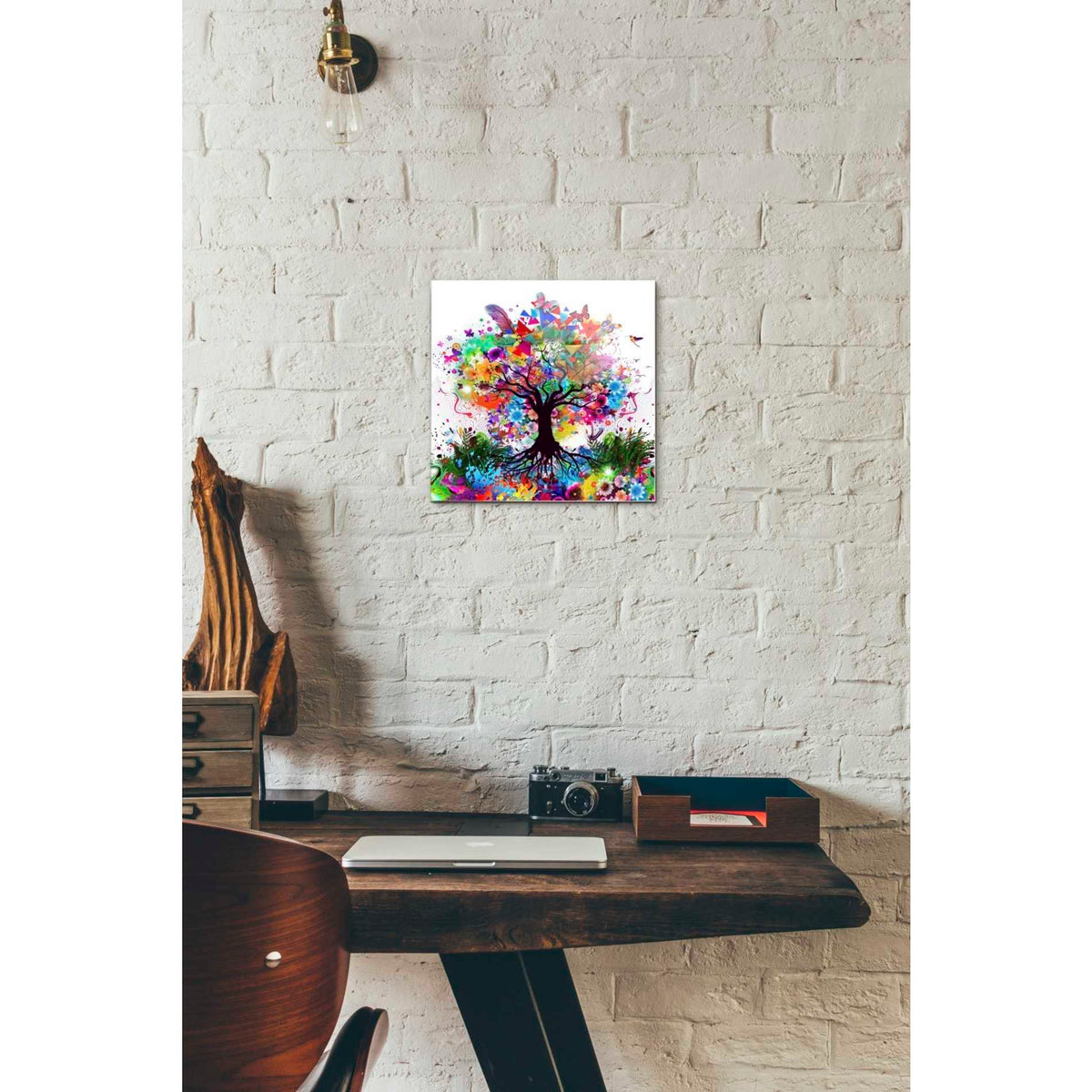 Epic Art 'Kaleidoscope Tree White' Acrylic Glass Wall Art,12x12