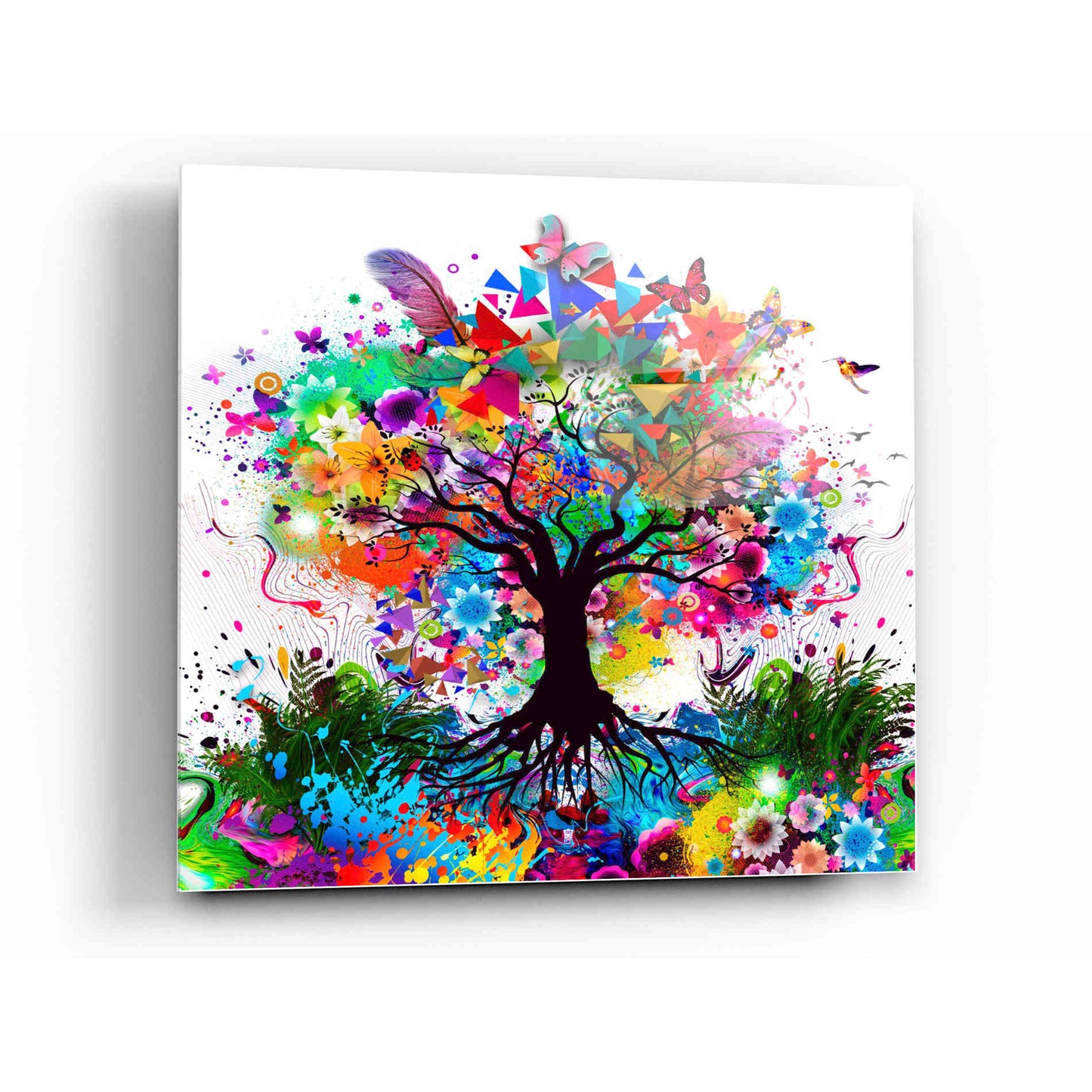 Epic Art 'Kaleidoscope Tree White' Acrylic Glass Wall Art,12x12