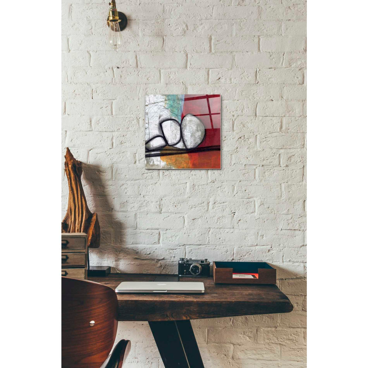 Epic Art 'Red Abstract' by Linda Woods, Acrylic Glass Wall Art,12x12