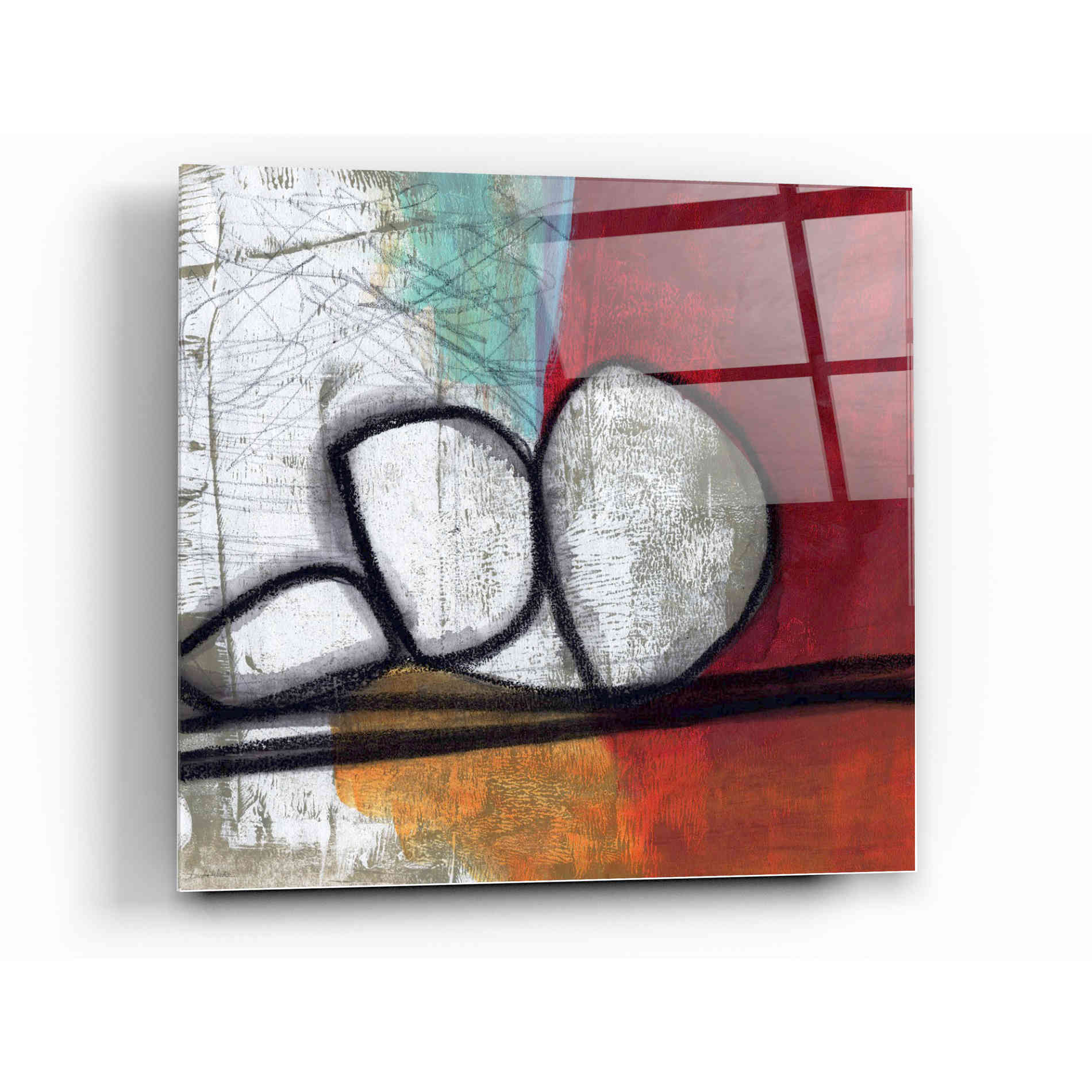 Epic Art 'Red Abstract' by Linda Woods, Acrylic Glass Wall Art,12x12