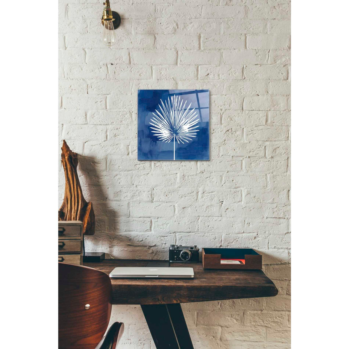 Epic Art 'Painted Sky Palm Leaf' by Linda Woods, Acrylic Glass Wall Art,12x12