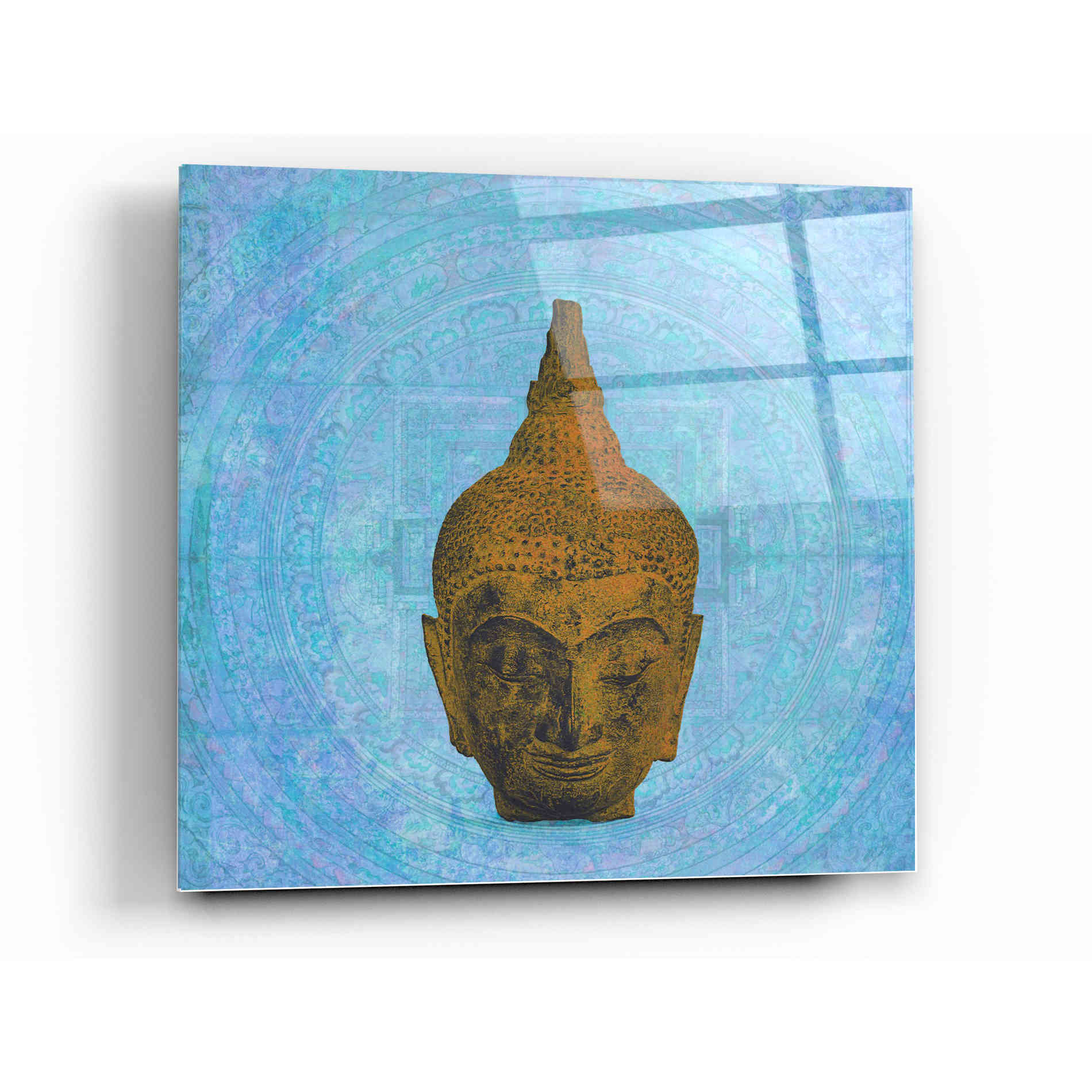 Epic Art 'Buddha on Blue' by Elena Ray Acrylic Glass Wall Art,12x12