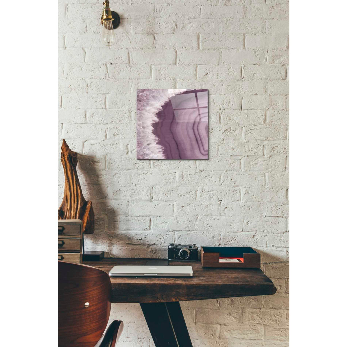 Epic Art 'Agate Geode I PLUM' by Wild Apple Portfolio, Acrylic Glass Wall Art,12x12