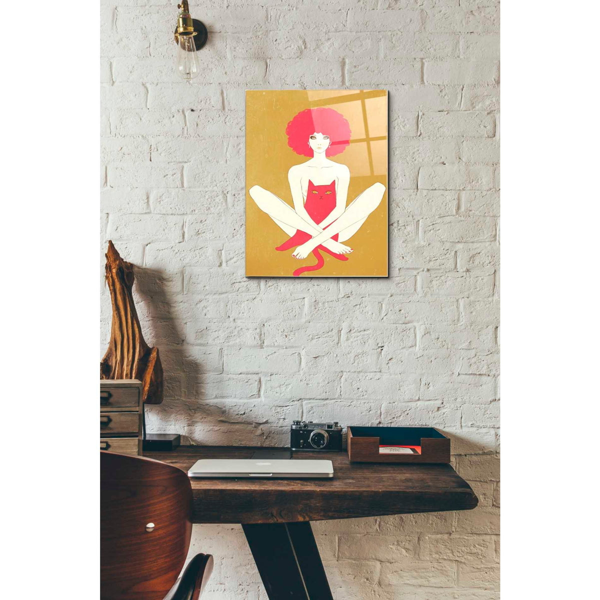 Epic Art 'Pinkcat' by Sai Tamiya, Acrylic Glass Wall Art,12x16