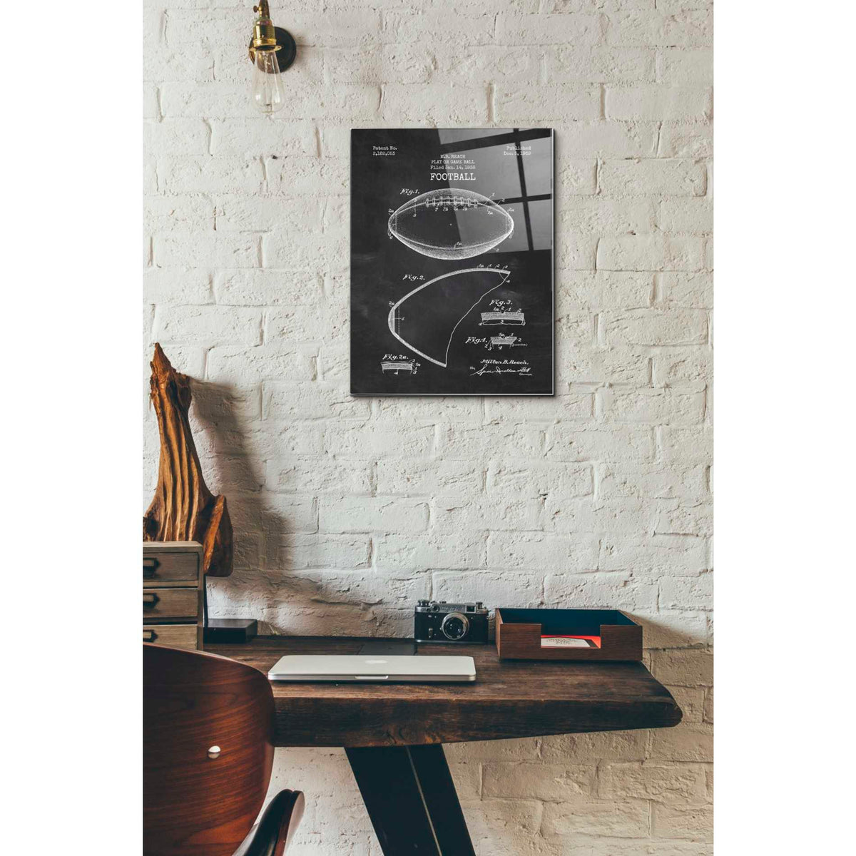 Epic Art 'Football Blueprint Patent Chalkboard' Acrylic Glass Wall Art,12x16