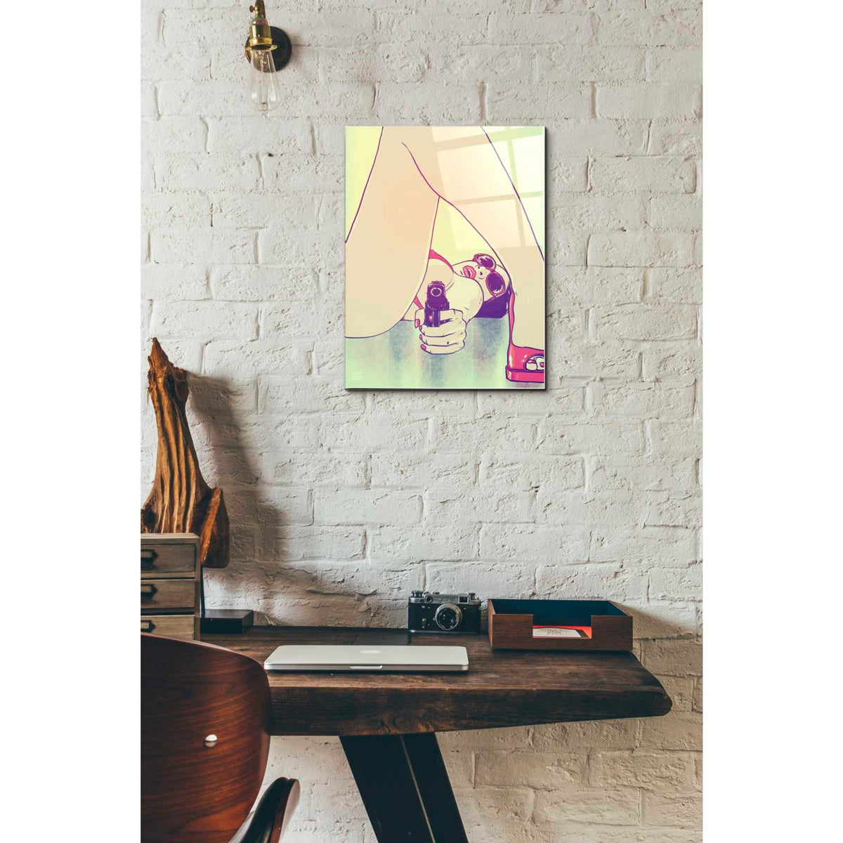 Epic Art "Girl with Gun" by Giuseppe Cristiano, Acrylic Glass Wall Art,12x16