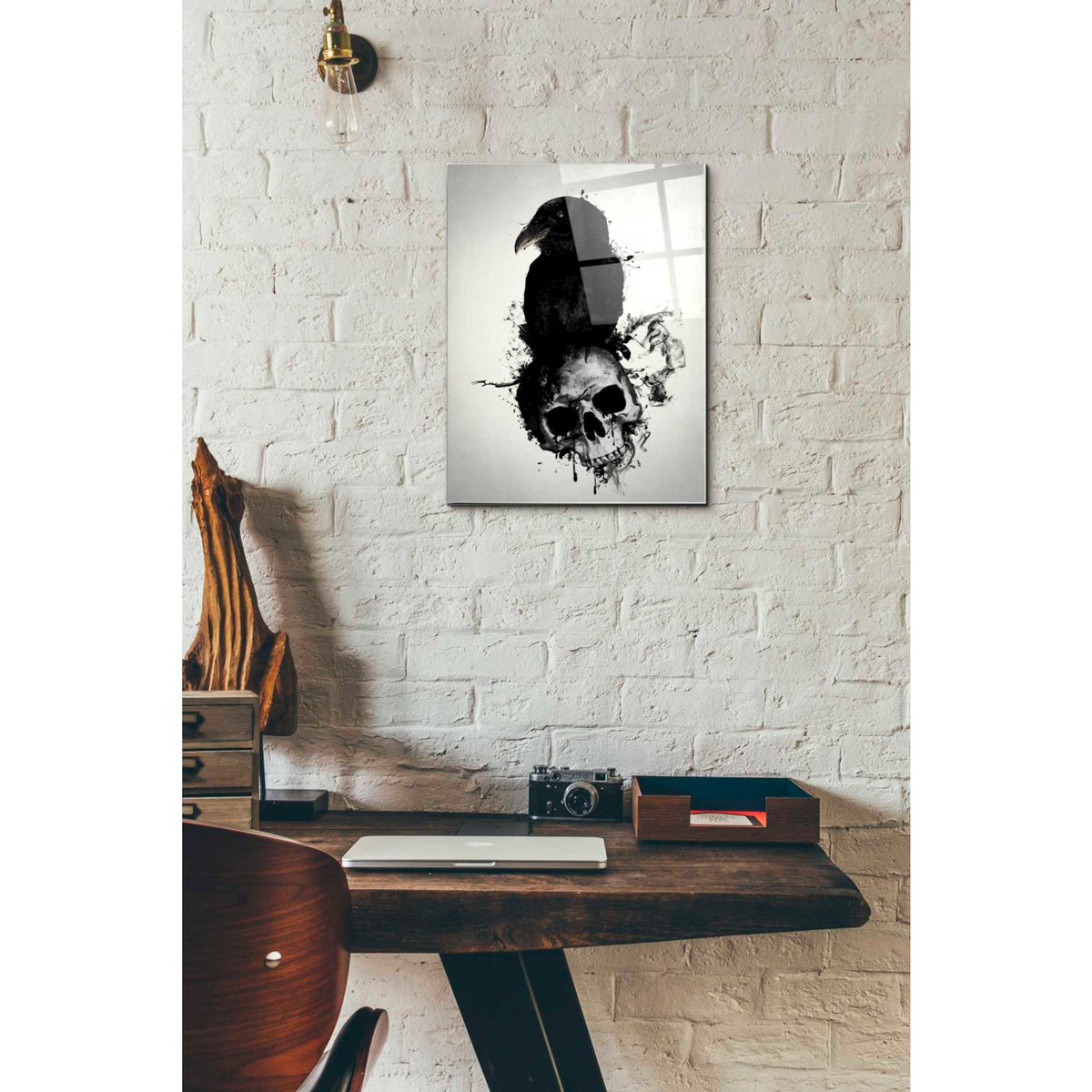 Epic Art 'Raven and Skull' by Nicklas Gustafsson, Acrylic Glass Wall Art,12x16