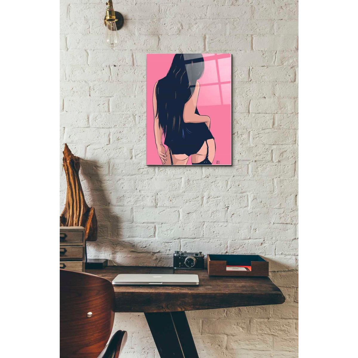 Epic Art "Brunette in Black" by Giuseppe Cristiano, Acrylic Glass Wall Art,12x16