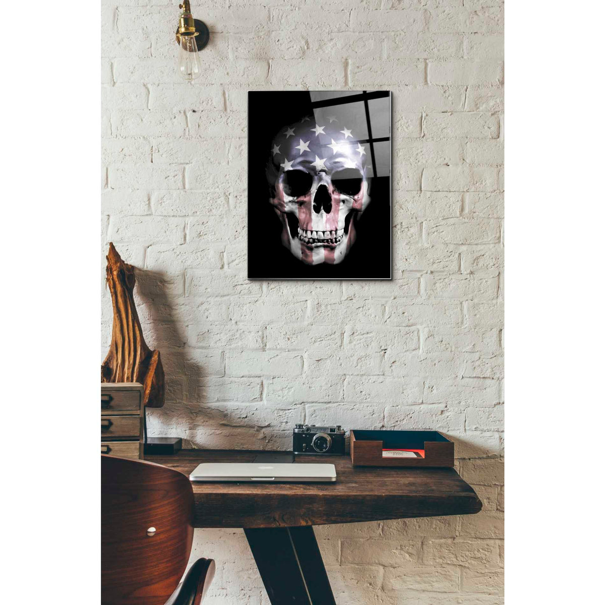 Epic Art 'American Skull' by Nicklas Gustafsson, Acrylic Glass Wall Art,12x16