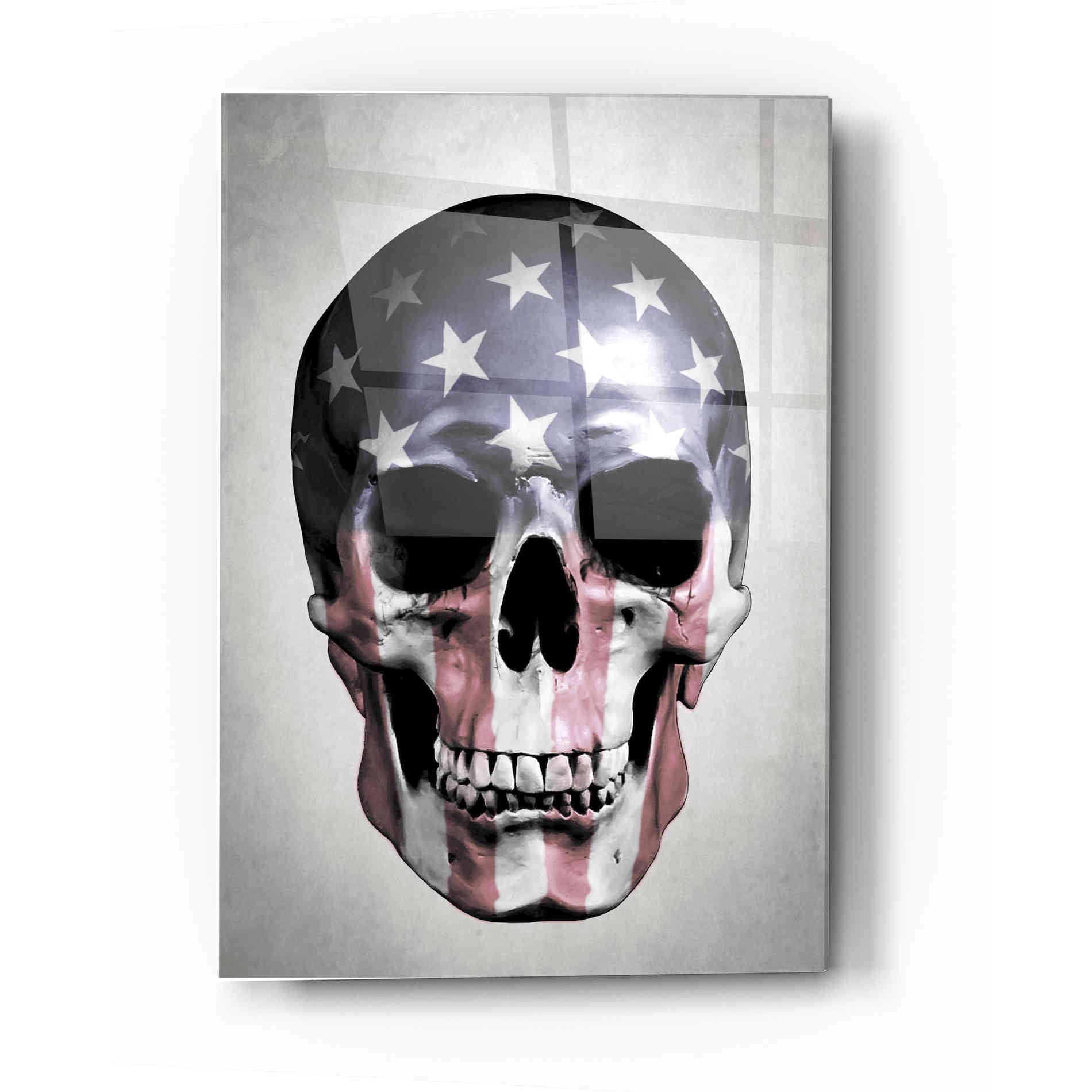 Epic Art 'American Skull-Grey' by Nicklas Gustafsson, Acrylic Glass Wall Art,12x16