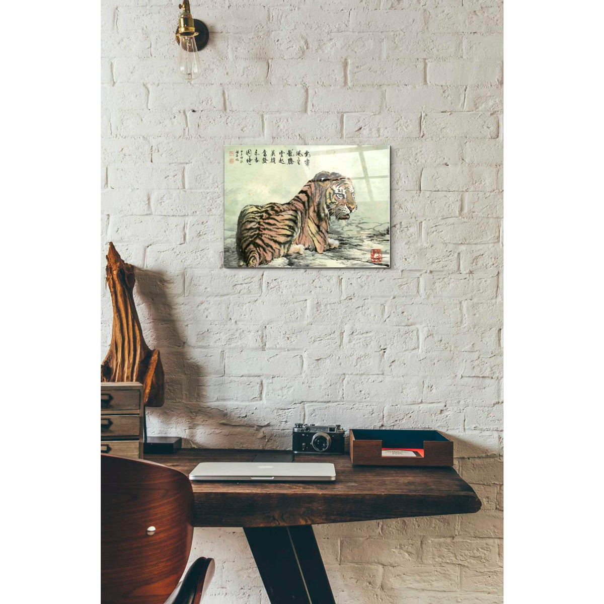 Epic Art 'Tiger Relaxing' by River Han, Acrylic Glass Wall Art,12 x 16