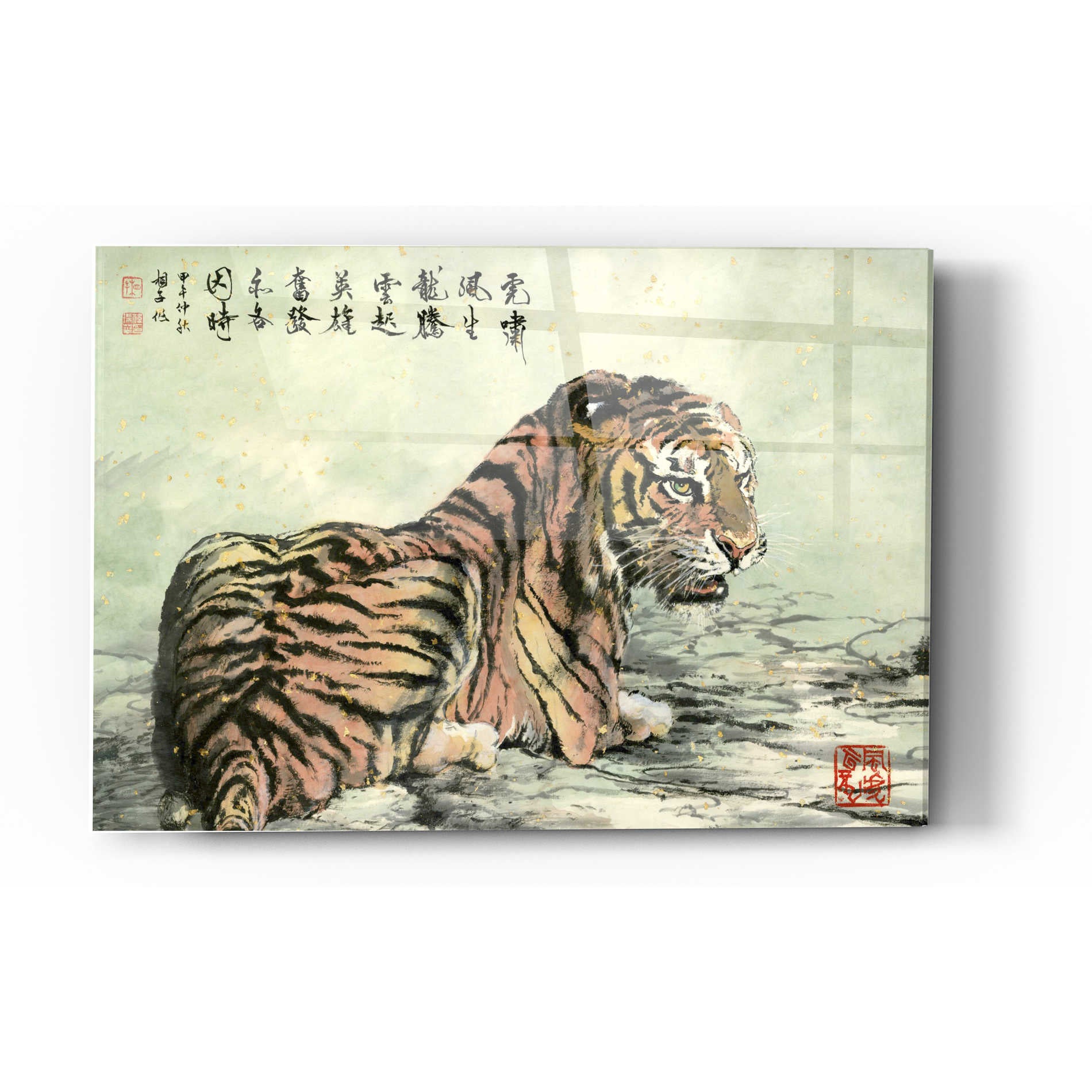 Epic Art 'Tiger Relaxing' by River Han, Acrylic Glass Wall Art,12 x 16