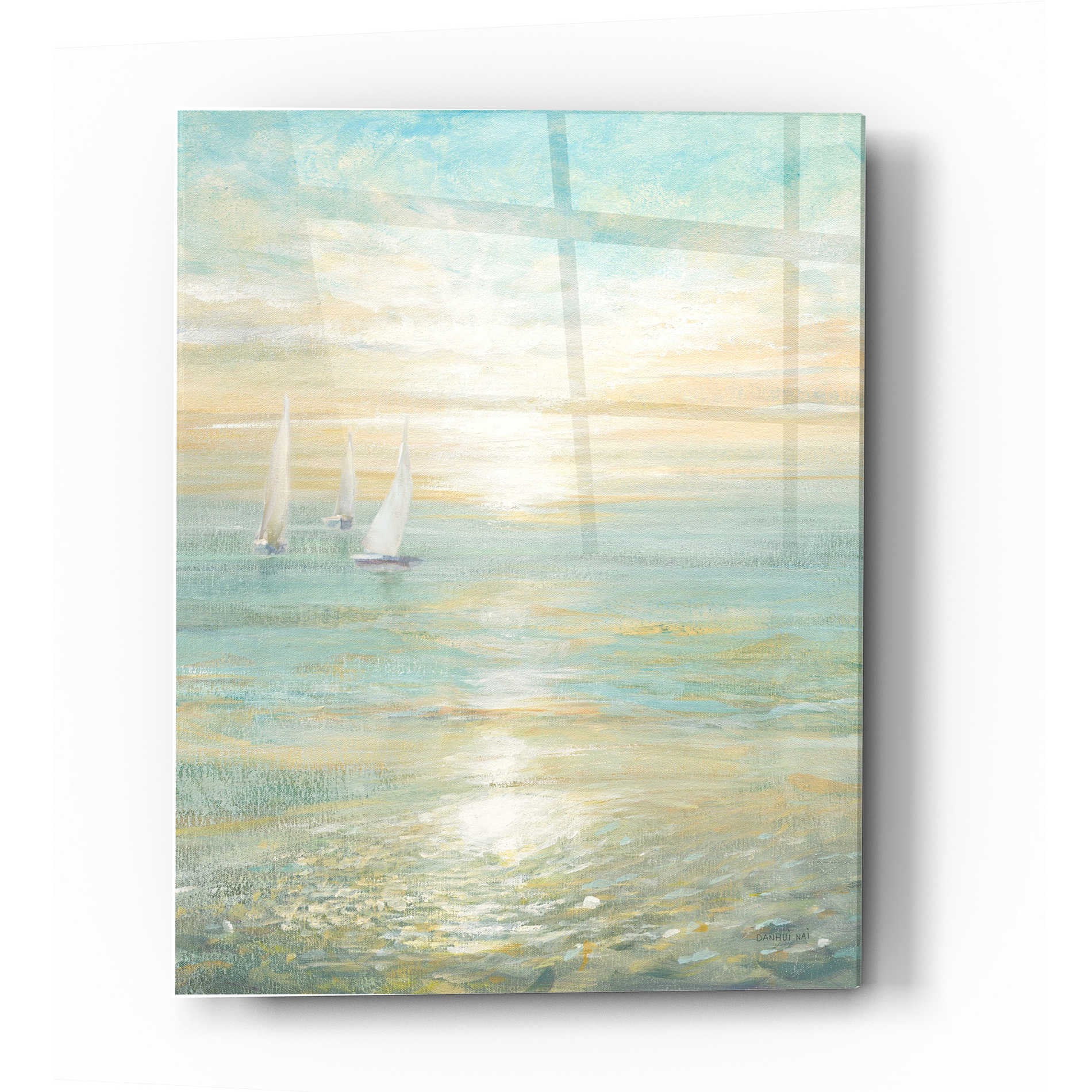 Epic Art 'Sunrise Sailboats I' by Danhui Nai, Acrylic Glass Wall Art,12 x 16