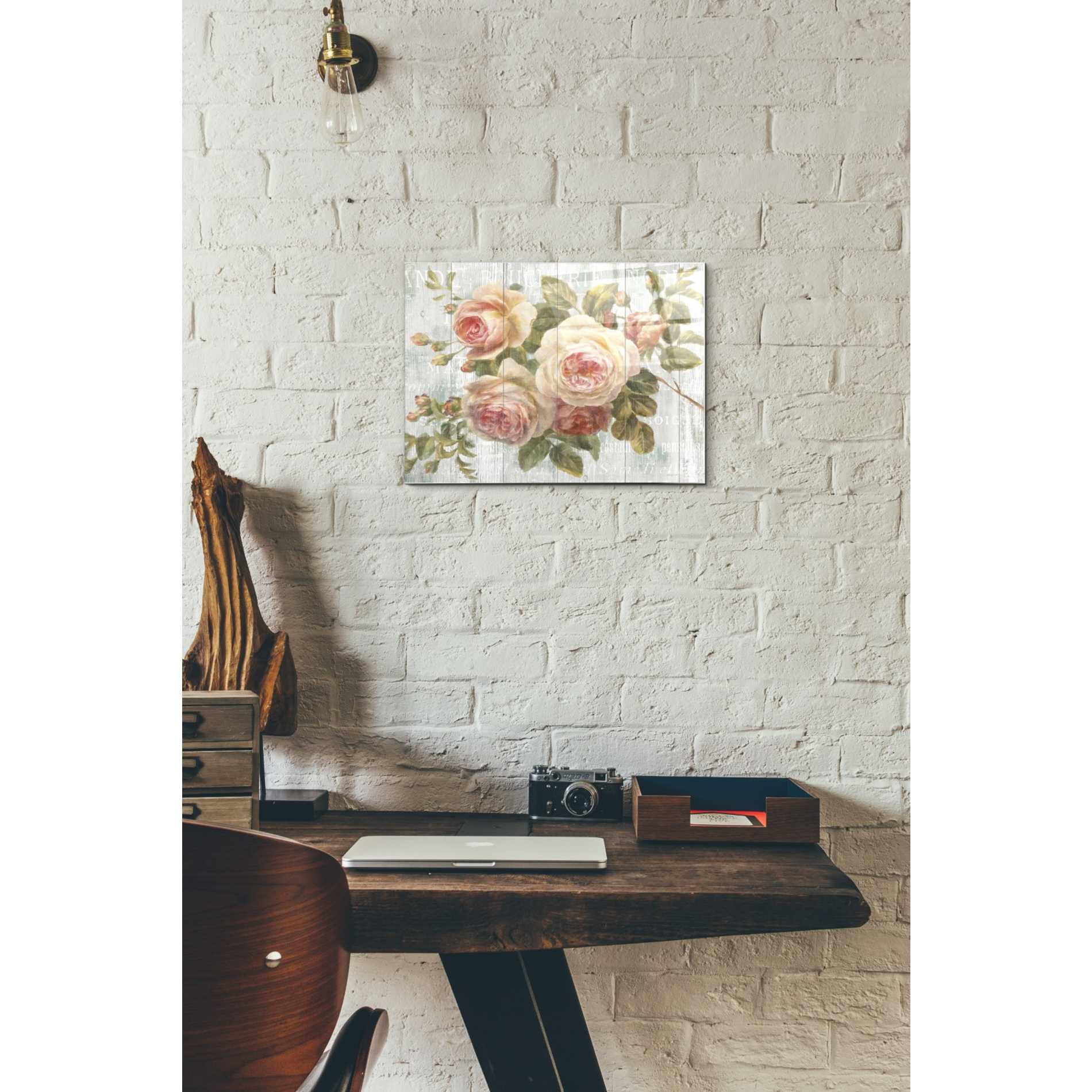 Epic Art 'Vintage Roses on Driftwood' Acrylic Glass Wall Art,12 x 16