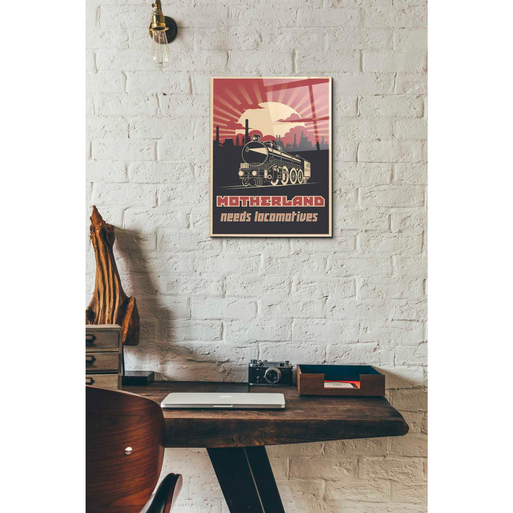 Epic Art 'Motherland Needs Locomotives' Acrylic Glass Wall Art,12x16