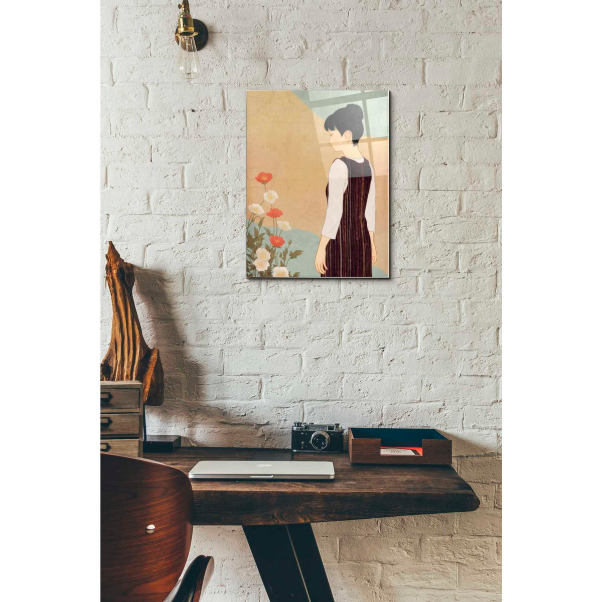 Epic Art 'Poppies and a Woman' by Sai Tamiya, Acrylic Glass Wall Art,12x16