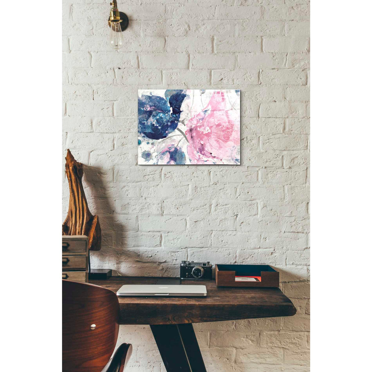 Epic Art 'Fireworks Abstract Navy Blue Flower Crop' by Albena Hristova, Acrylic Glass Wall Art,12x16