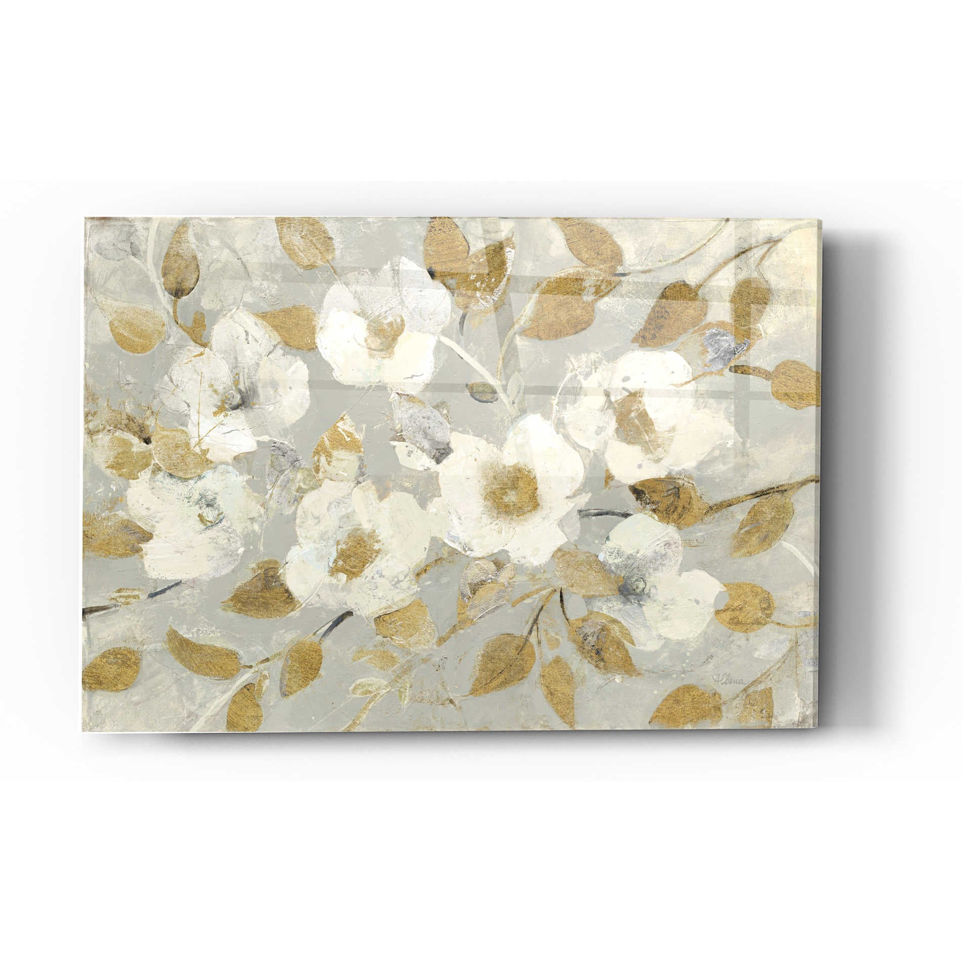 Epic Art 'Fading Spring Gray and Gold' by Albena Hristova, Acrylic Glass Wall Art,12x16