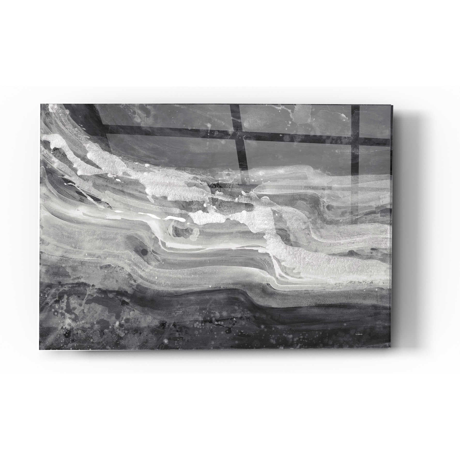 Epic Art 'Currents Gray Black White' by Albena Hristova, Acrylic Glass Wall Art,12x16