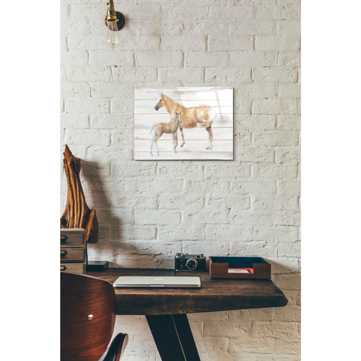 Epic Art 'Horse and Colt on Wood' by Emily Adams, Acrylic Glass Wall Art,12x16