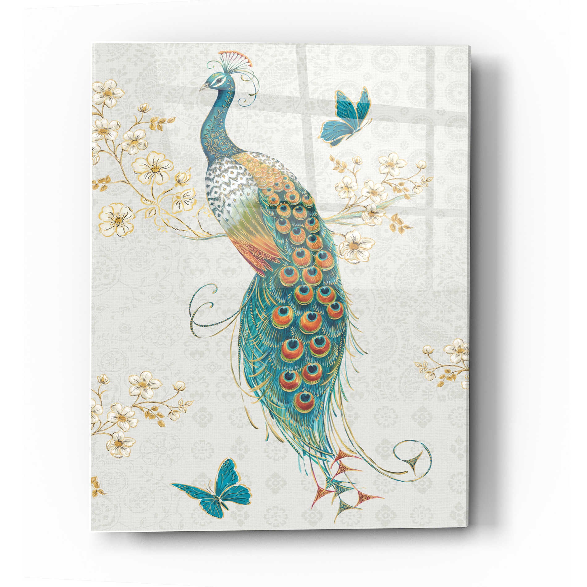 Epic Art 'Ornate Peacock XA' by Daphne Brissonet, Acrylic Glass Wall Art,12 x 16
