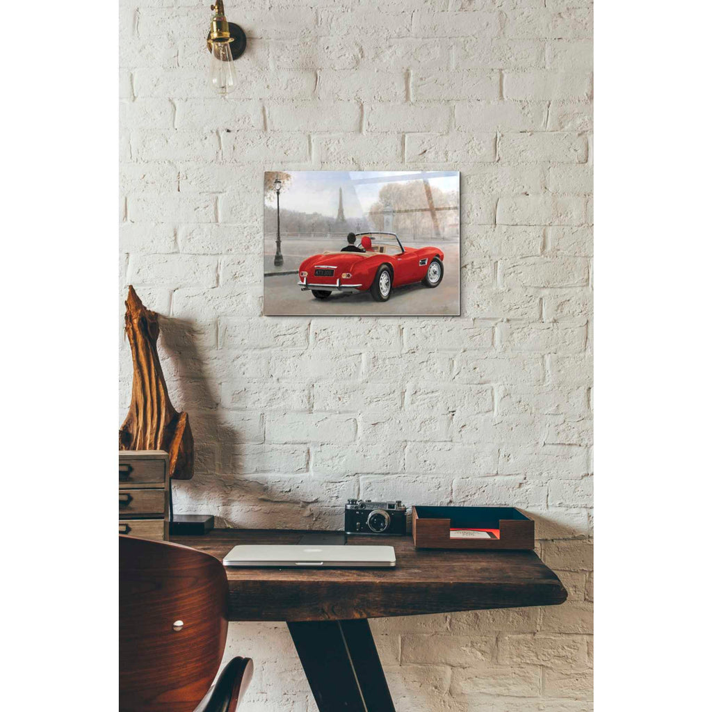 Epic Art 'A Ride in Paris III Red Car' by Marco Fabiano, Acrylic Glass Wall Art,12 x 16